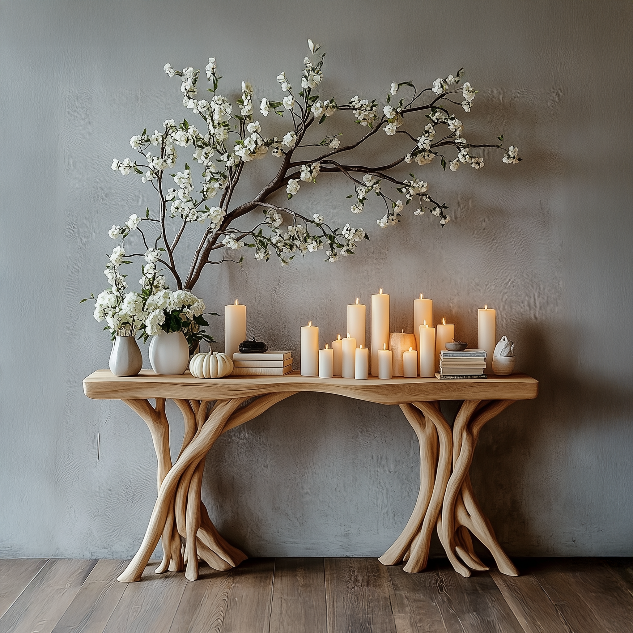 Driftwood Console Table Organic Wood Rustic Art Gift SINLSACS087
