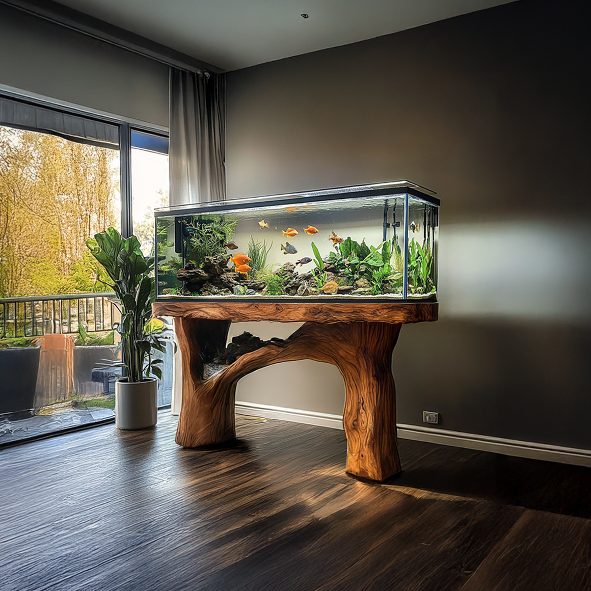 Rustic Organic Luxury Aquarium Stand Entryway Or Living Room SINLSAWT010