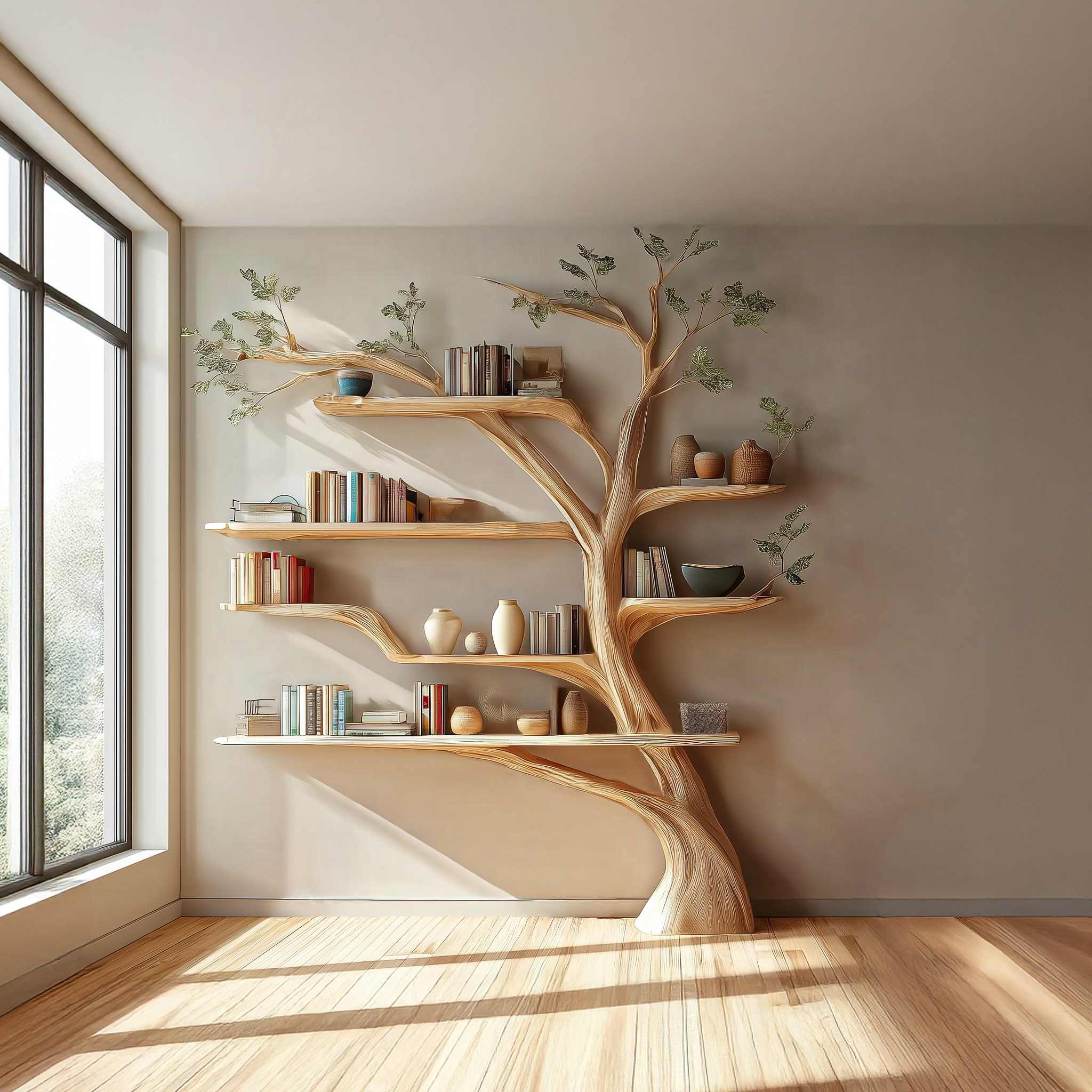Rustic Book Tree Shelf Home Office SINLSATB231