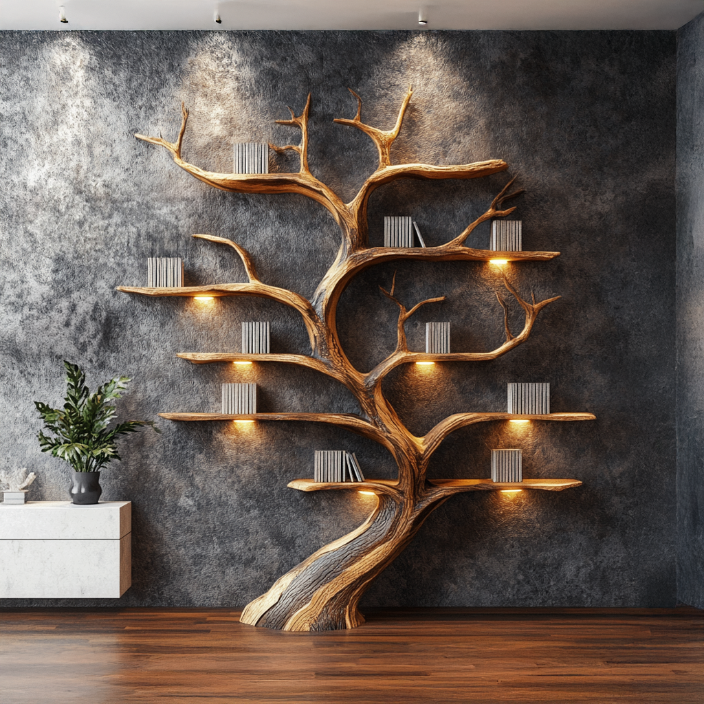 Rustic Tree Shelf Handmade Wood Wall Mounted Gift SINLSATB194