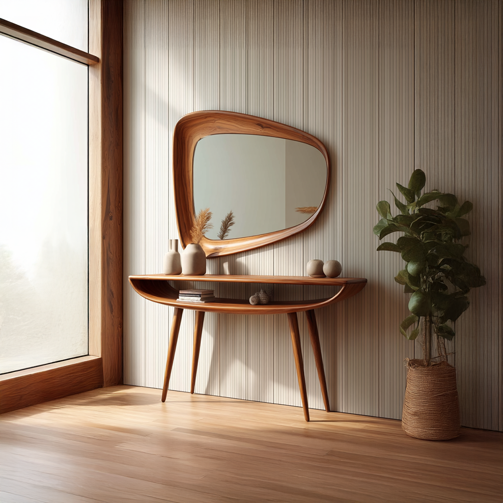 Mid Century Curved Console Table For Entryway And Bedroom SINLSACS152