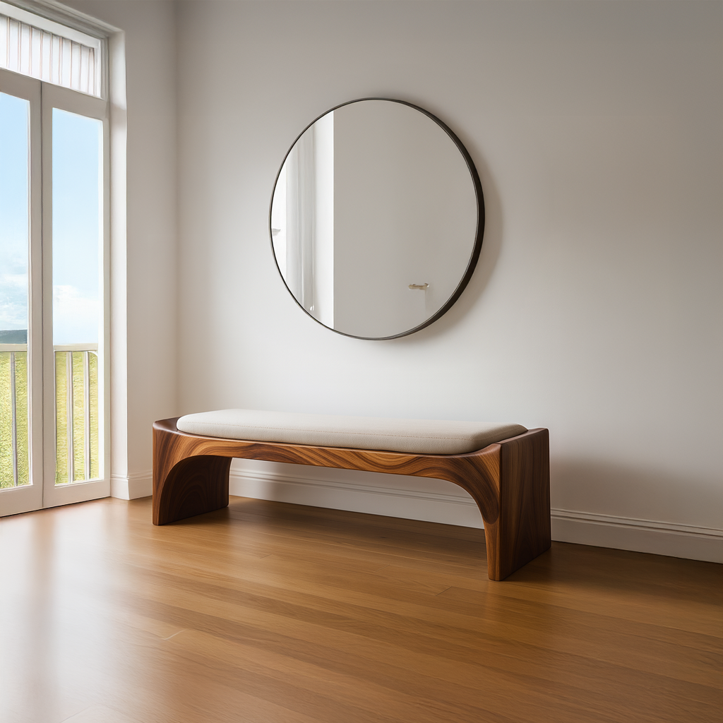 Mid Century Modern Bench Entryway Accent Seating Living SINLSARS011