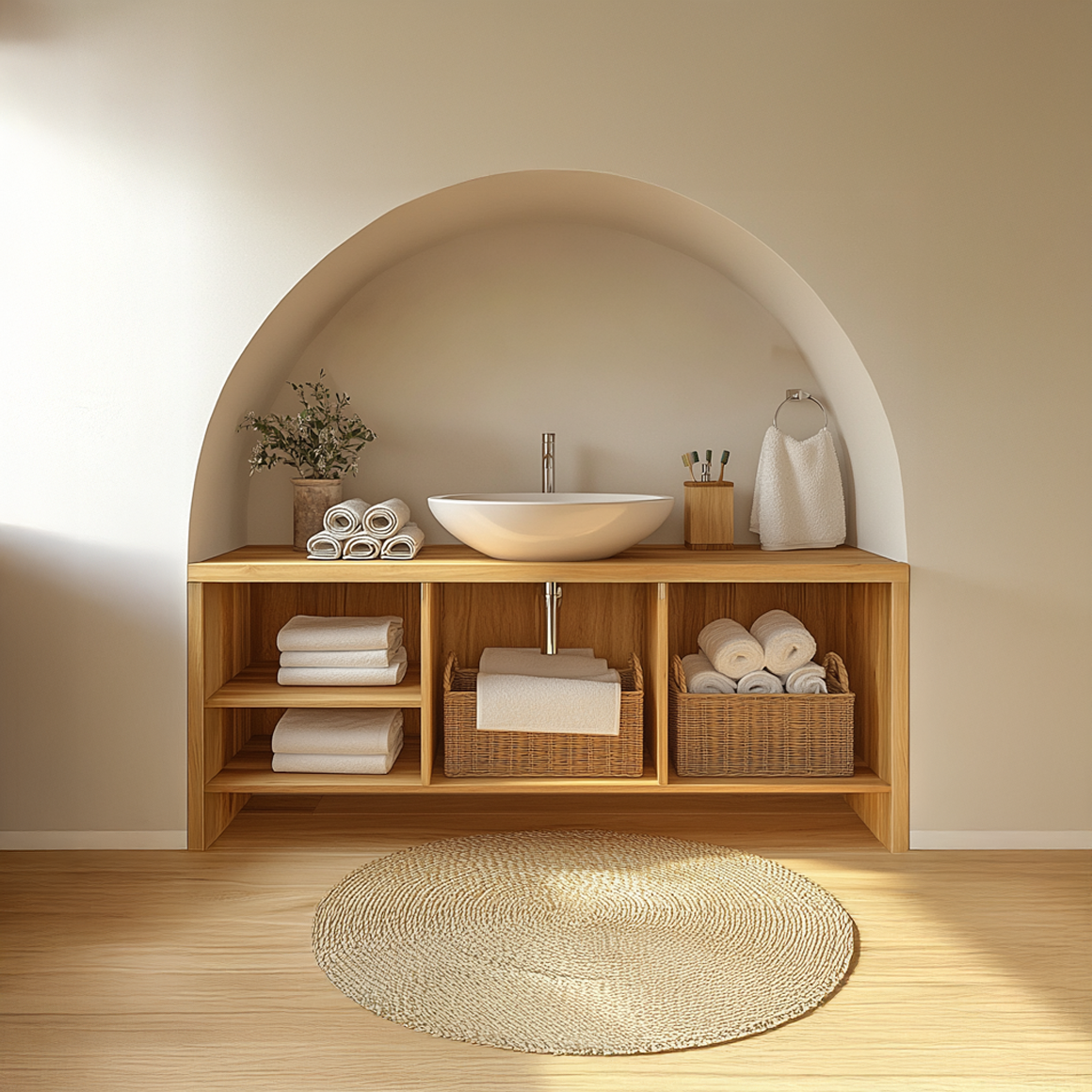 Bathroom Storage Cabinet Wooden Cabinet With Open Shelves For Bathroom SINLSABRV205