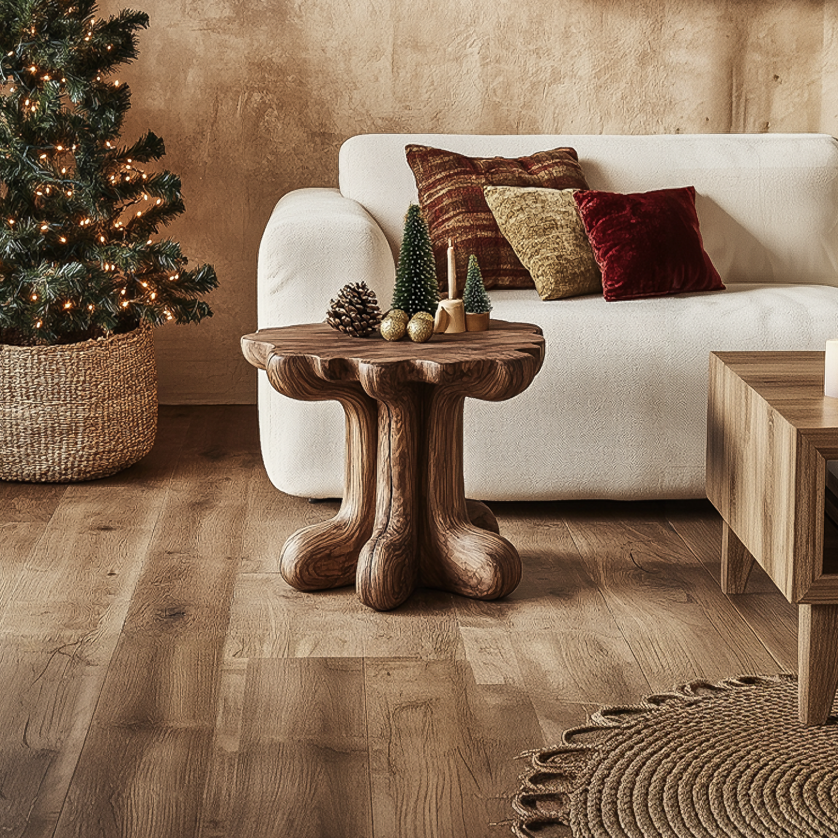 Rustic End Table Christmas Natural Living Room Display SINLSABT215