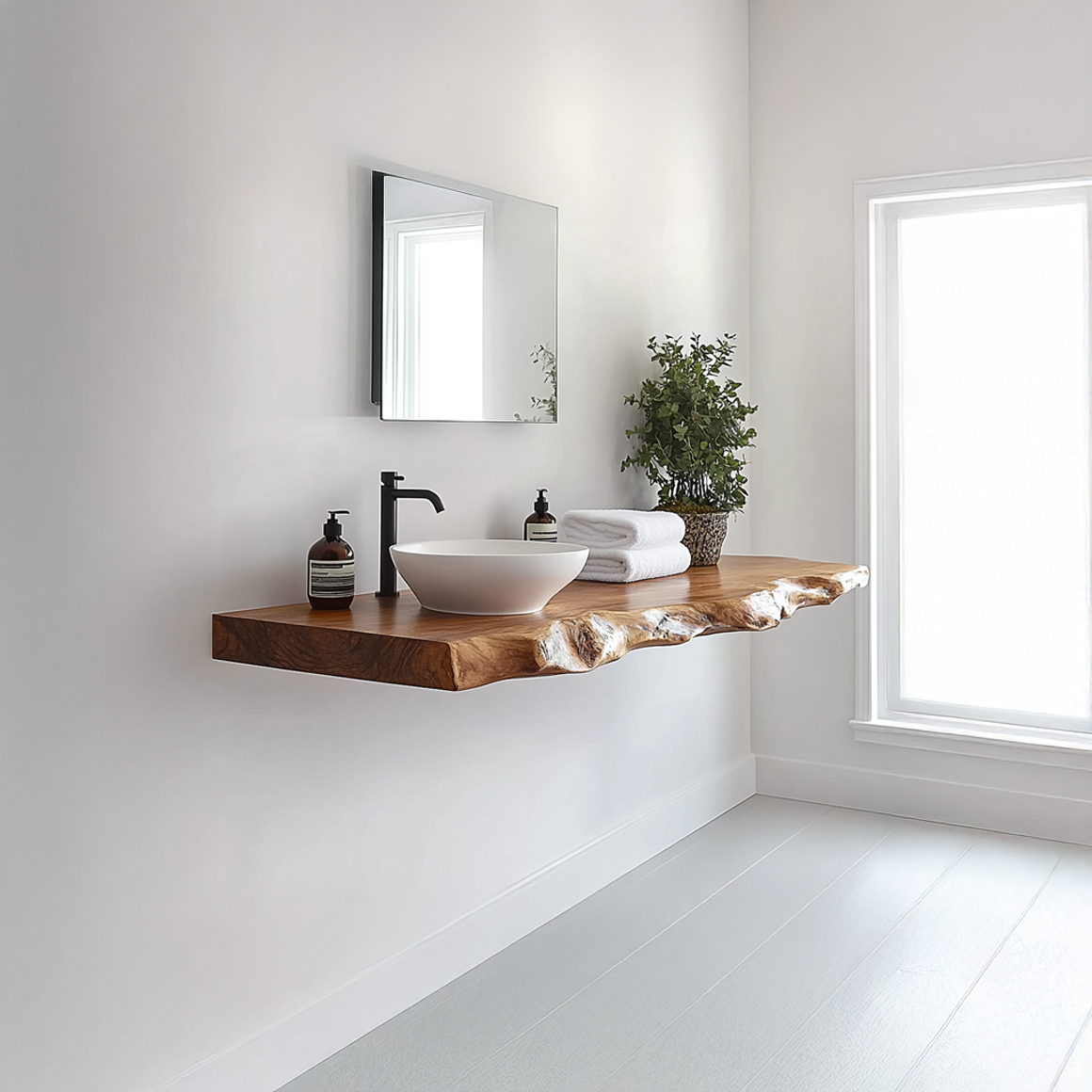 Rustic Bathroom Vanity Shelf Artisan Wood Bathroom Furniture SINLSABRV228