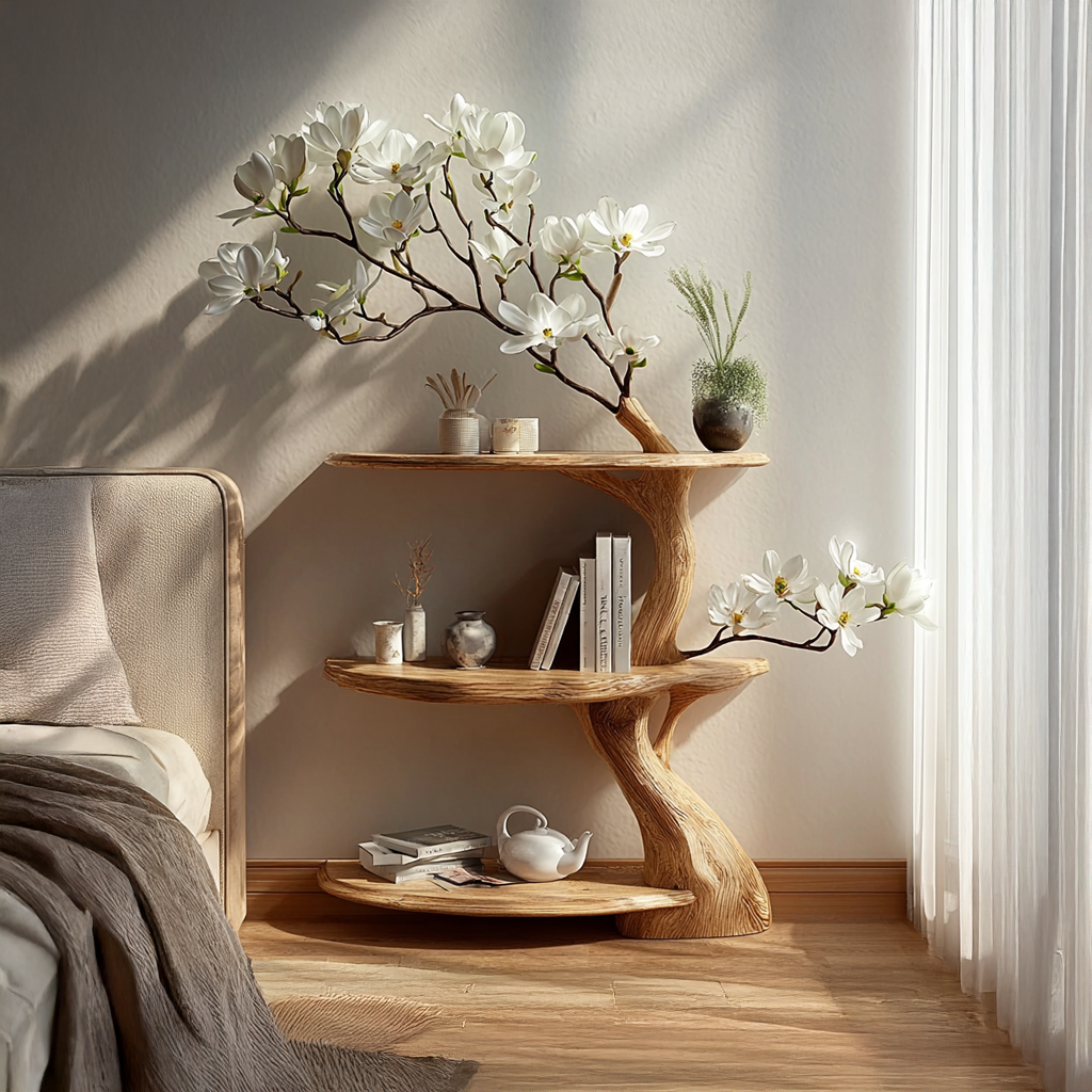 Rustic Tree Nightstand Bedroom SINLSABT007