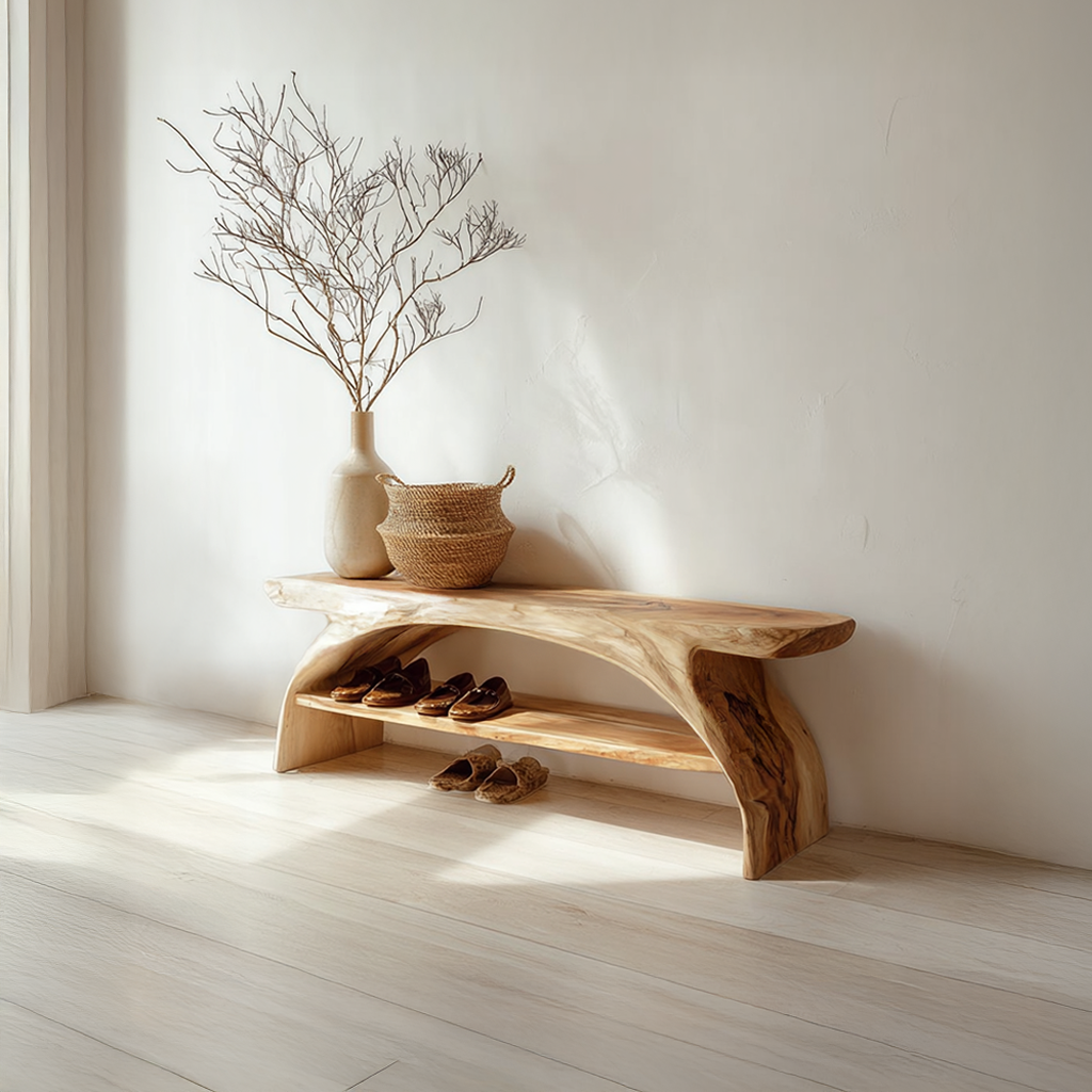 Rustic Shoe Storage Bench Entryway Living Room SINLSASB032