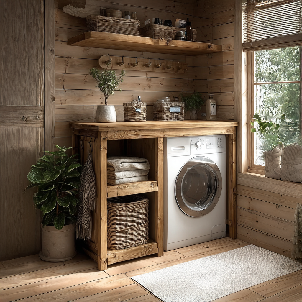 Laundry Cabinet Solid Wood Rustic Utility Gift SINLSALN002
