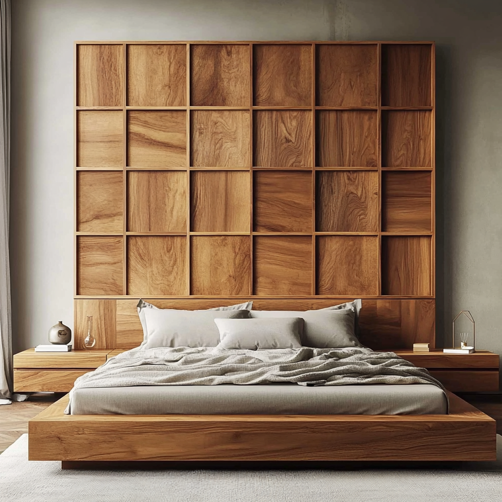 Custom Headboard Panels Solid Wood Wall Decor Bed Room Gift SINLSADH004