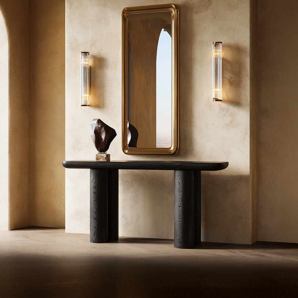 Midcentury Black Console Table Living Room SINLSACS138