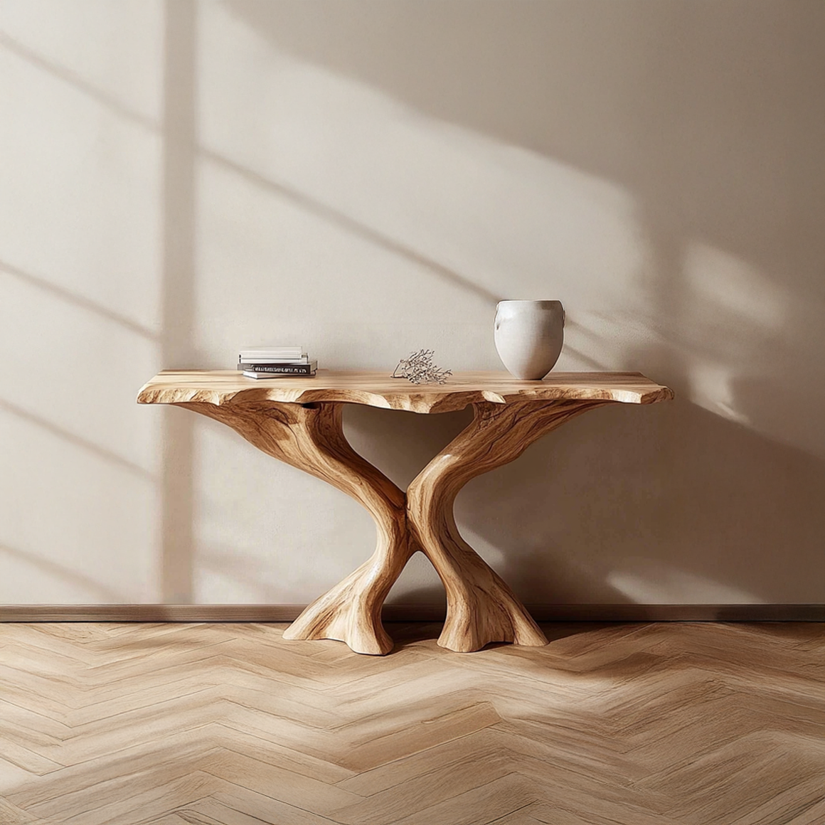 Rustic Live Edge Console Table Handmade Solid Wood For Entryway SINLSACS318