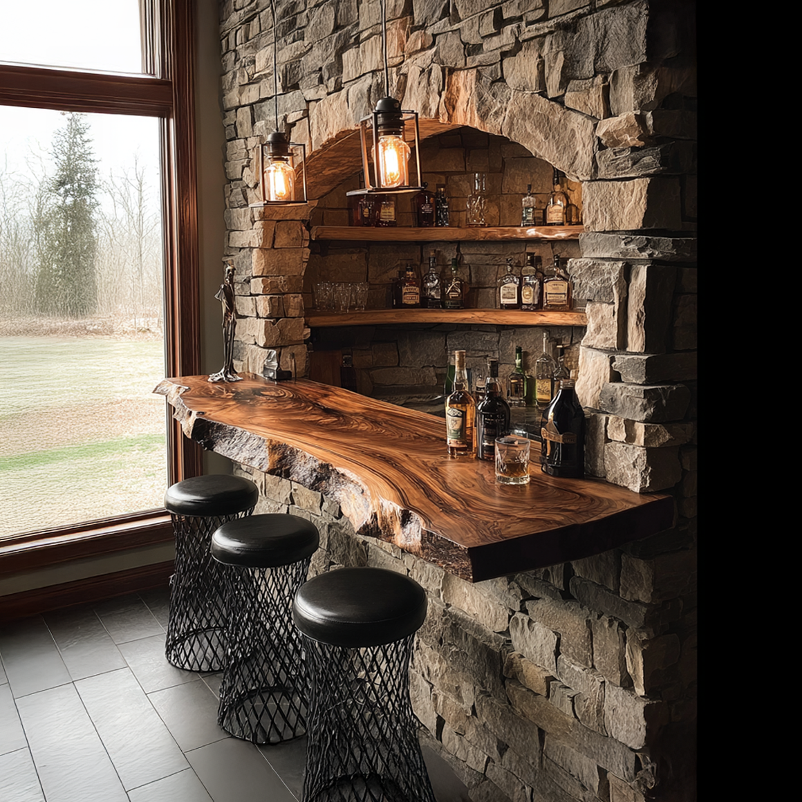 Rustic Live Edge Bar Shelf Home Decor SINLSAFL174