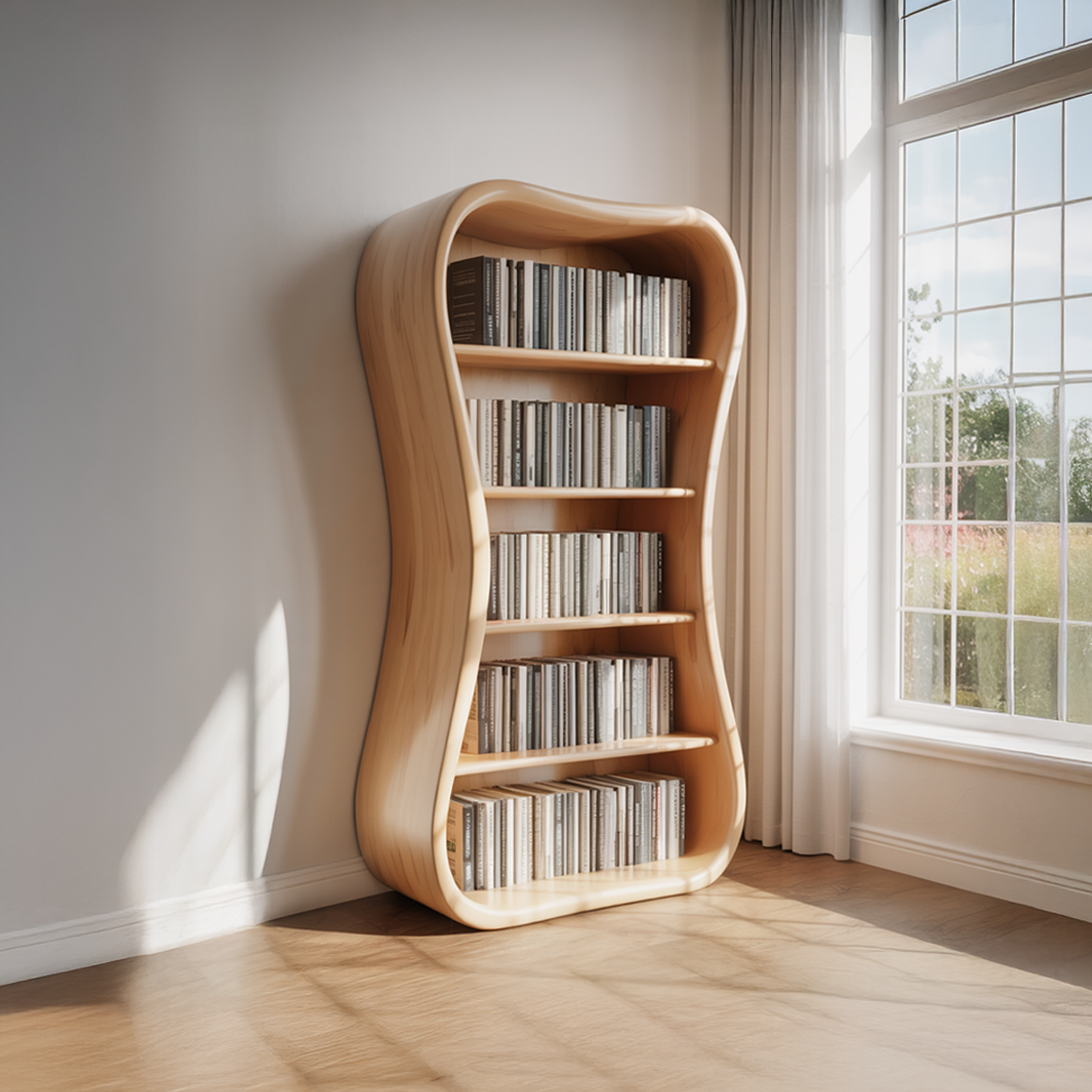 Modern Sculpted Bookshelf Reading Room Or Study Room SINLSASC288