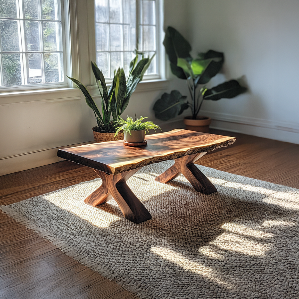 Rustic Live Edge Coffee Table Natural Wood Living Room Family Room SINLSACF184