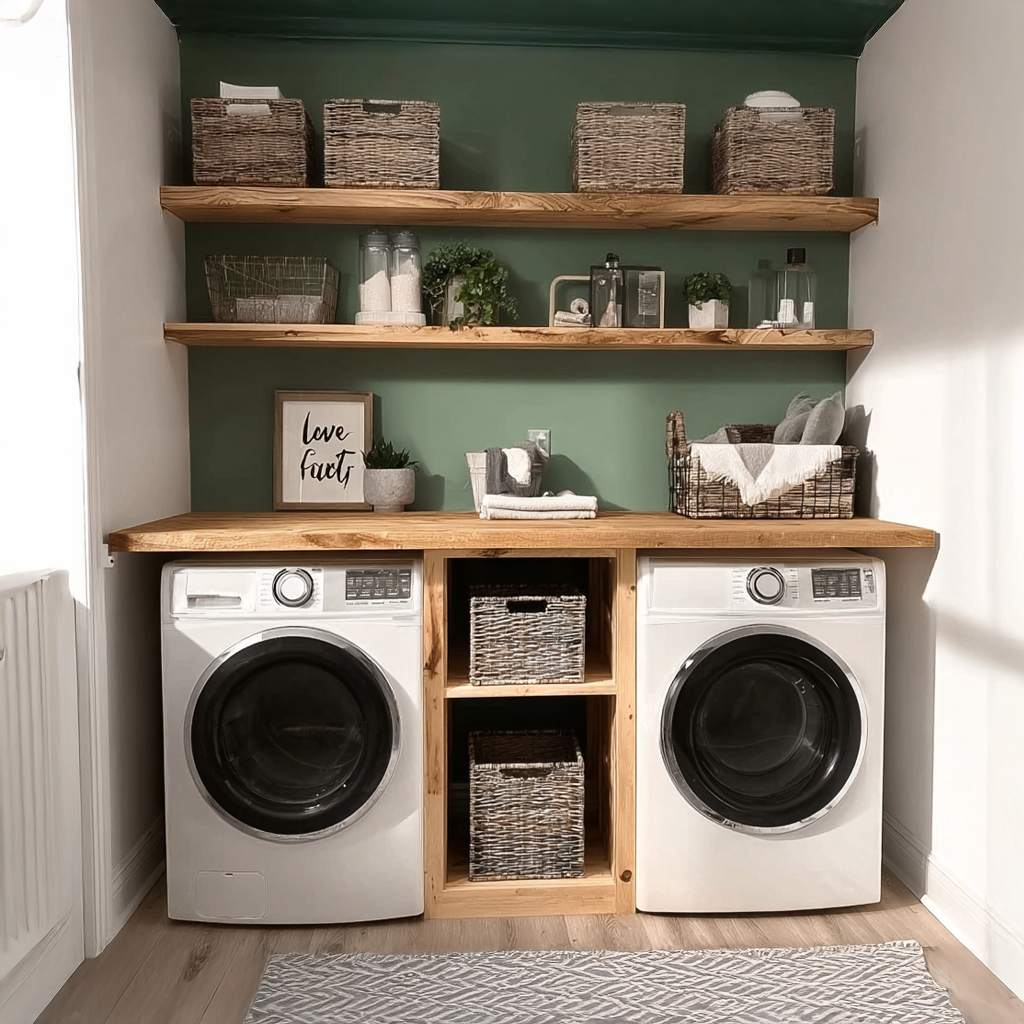 Laundry Nook Shelf Handmade Rustic Wood Gift SINLSALN003