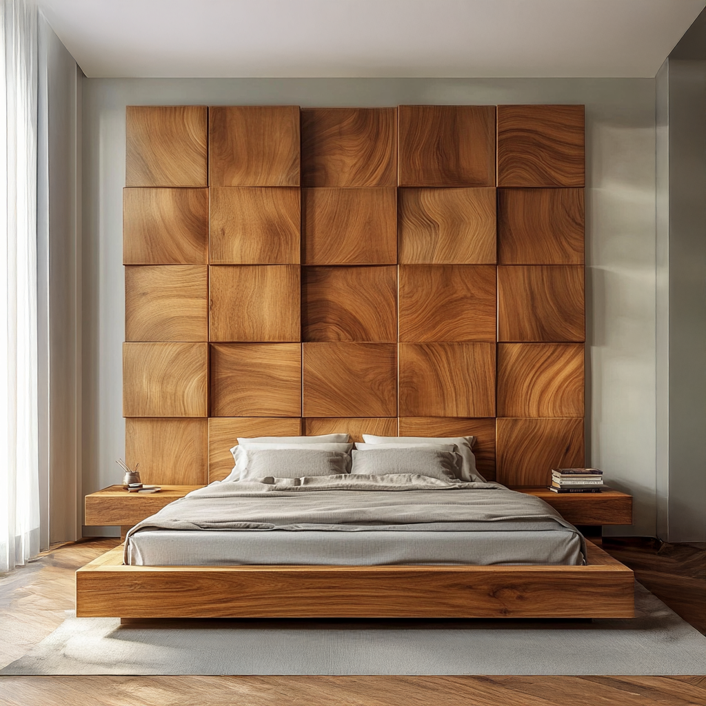 Wood Headboard Panels Solid Wood Wall Decor Bed Room SINLSADH003