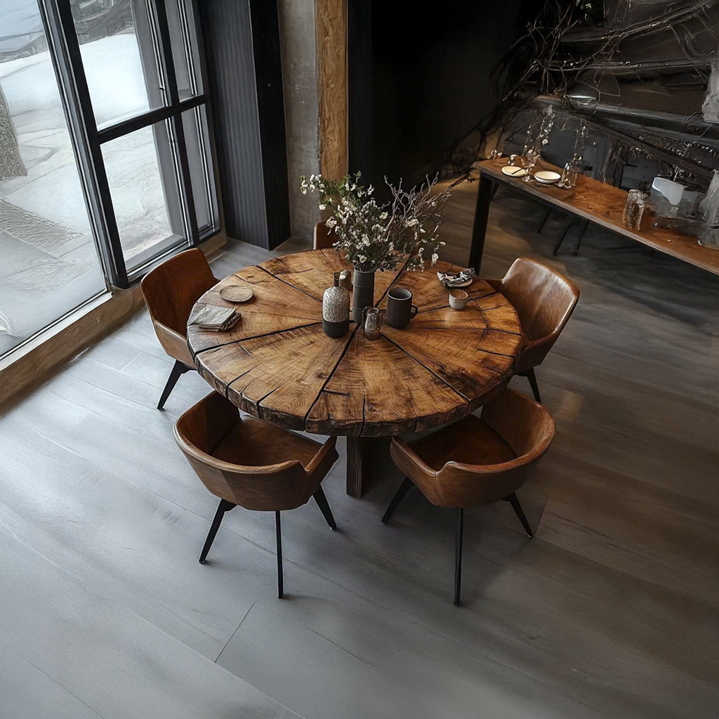 Rustic Round Dining Table Kitchen Or Dining Room SINLSADT072