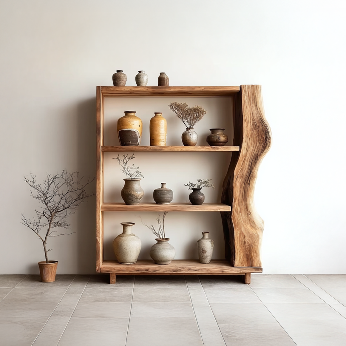 Rustic Live Edge Bookshelf Living Room Display Storage SINLSASC150