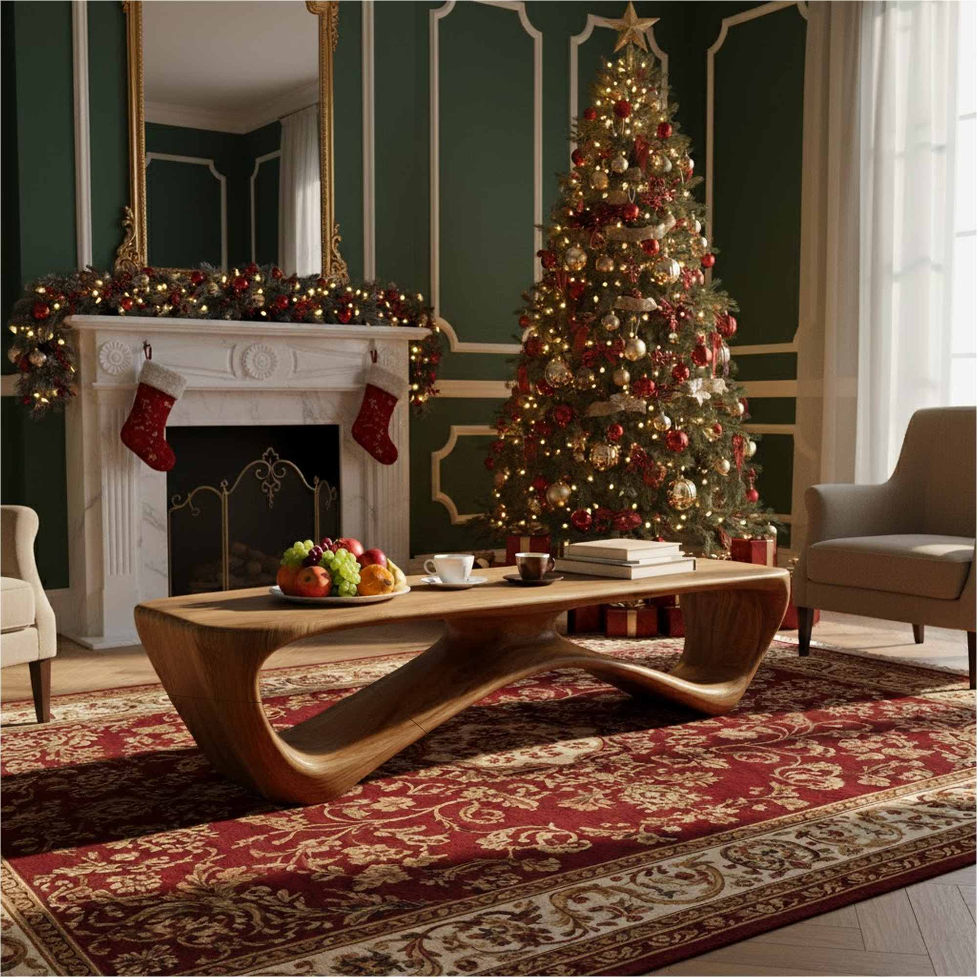 Rustic Coffee Table Christmas Entryway Holiday Decor SINLKICF256