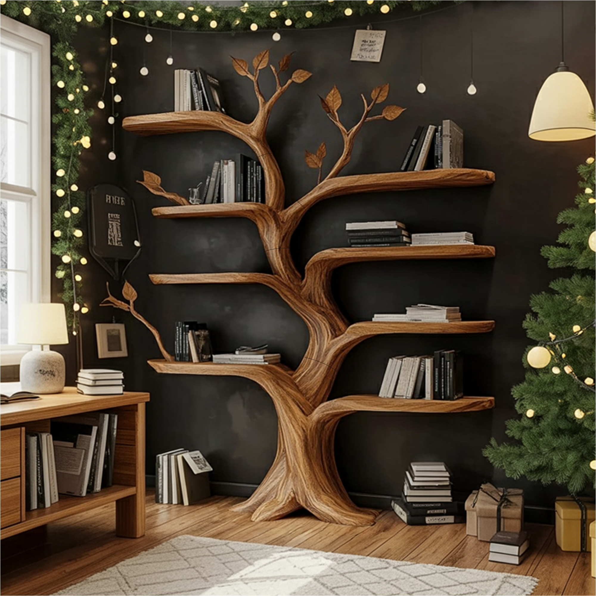 Rustic Christmas Tree Display Shelf Living Entryway Decor SINLKITB594