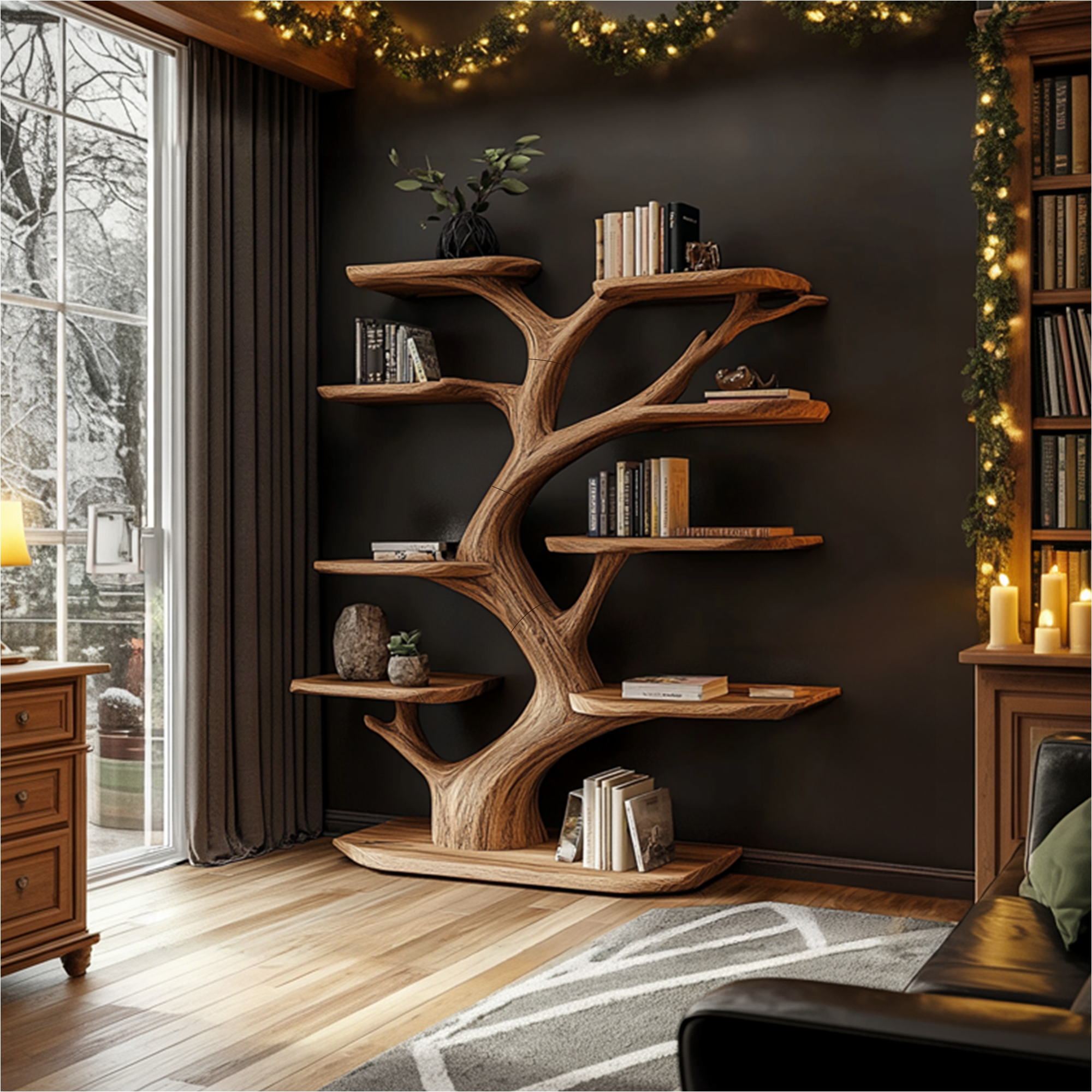 Rustic Tree Wall Shelf Holiday Decor For Bedroom SINLKITB595