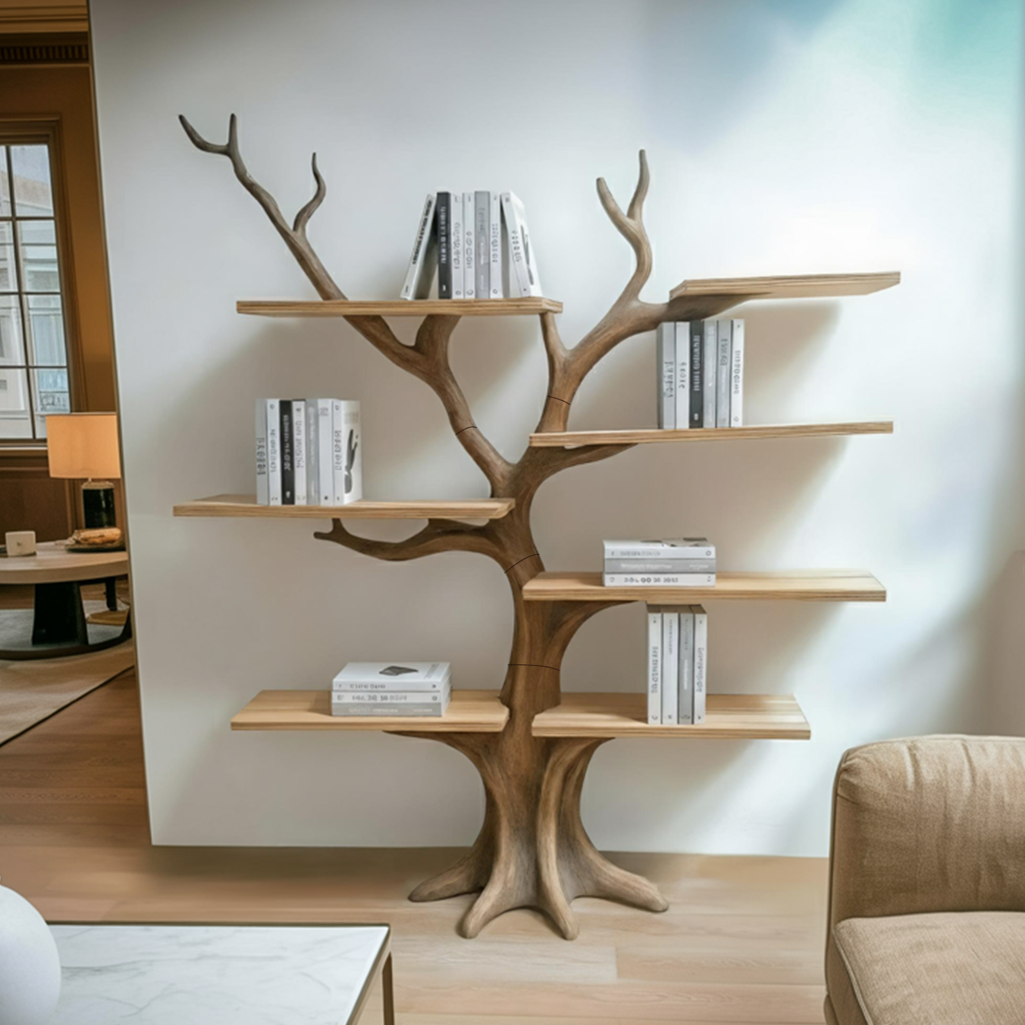 Rustic Organic Tree Decorative Shelf Living Room Or Bedroom SINLKITB574