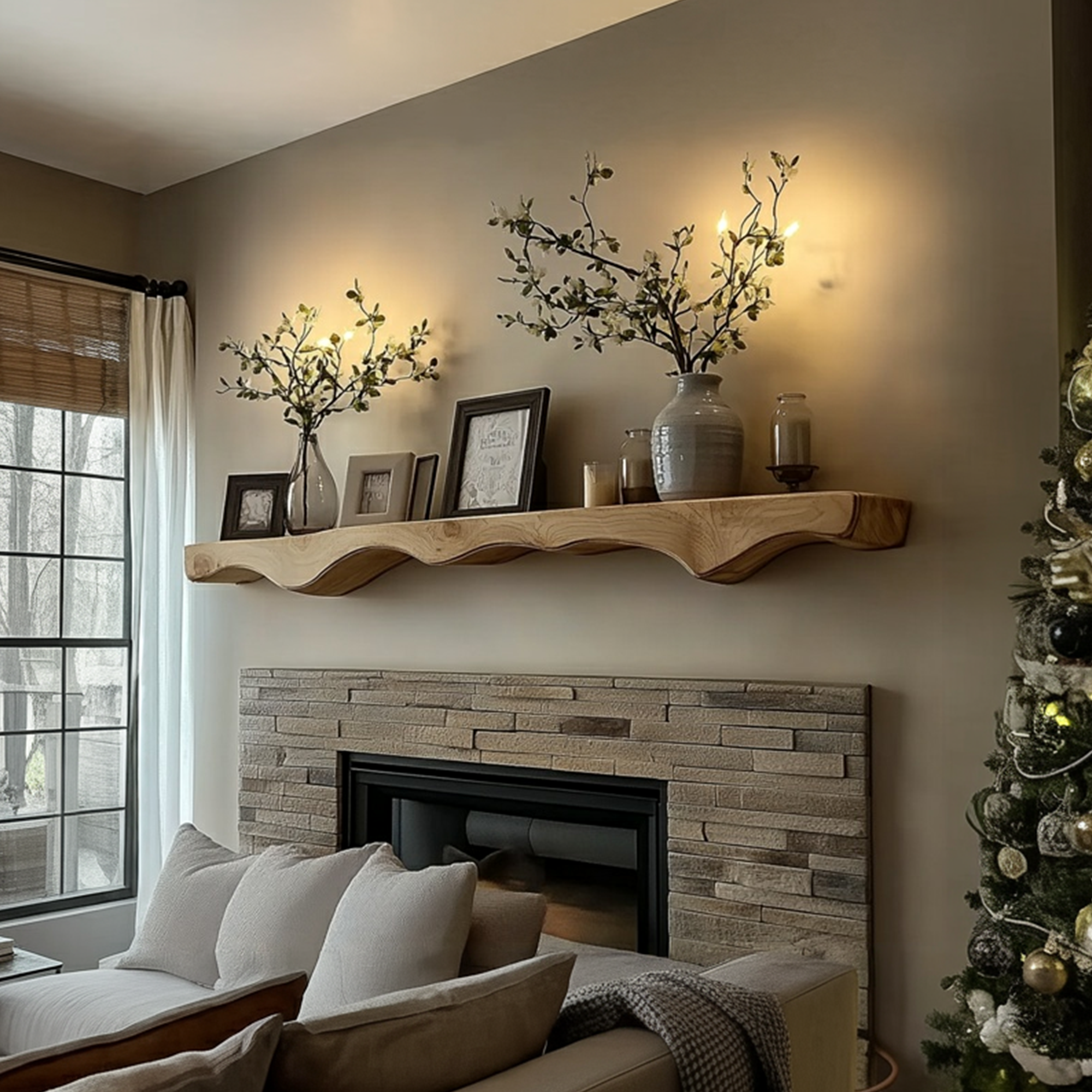 Mid Century Christmas Floating Wall Shelf Living Room Fireplace SINLKIFL340