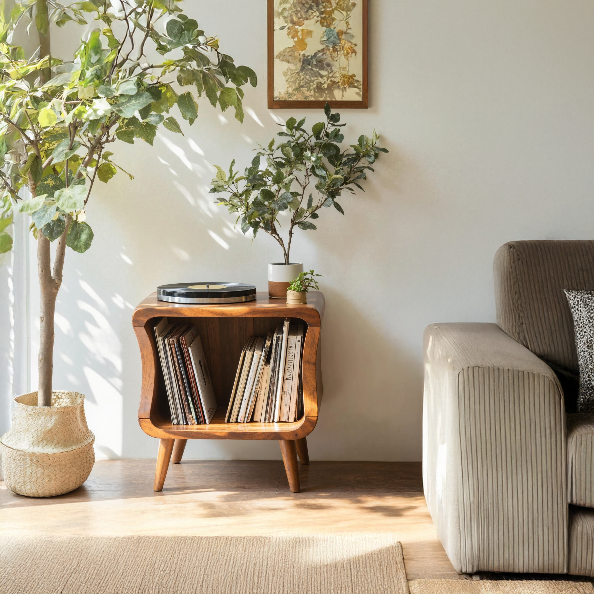 Mid Century Solid Wood Record Player Stand For Living Room SILDTRPT014