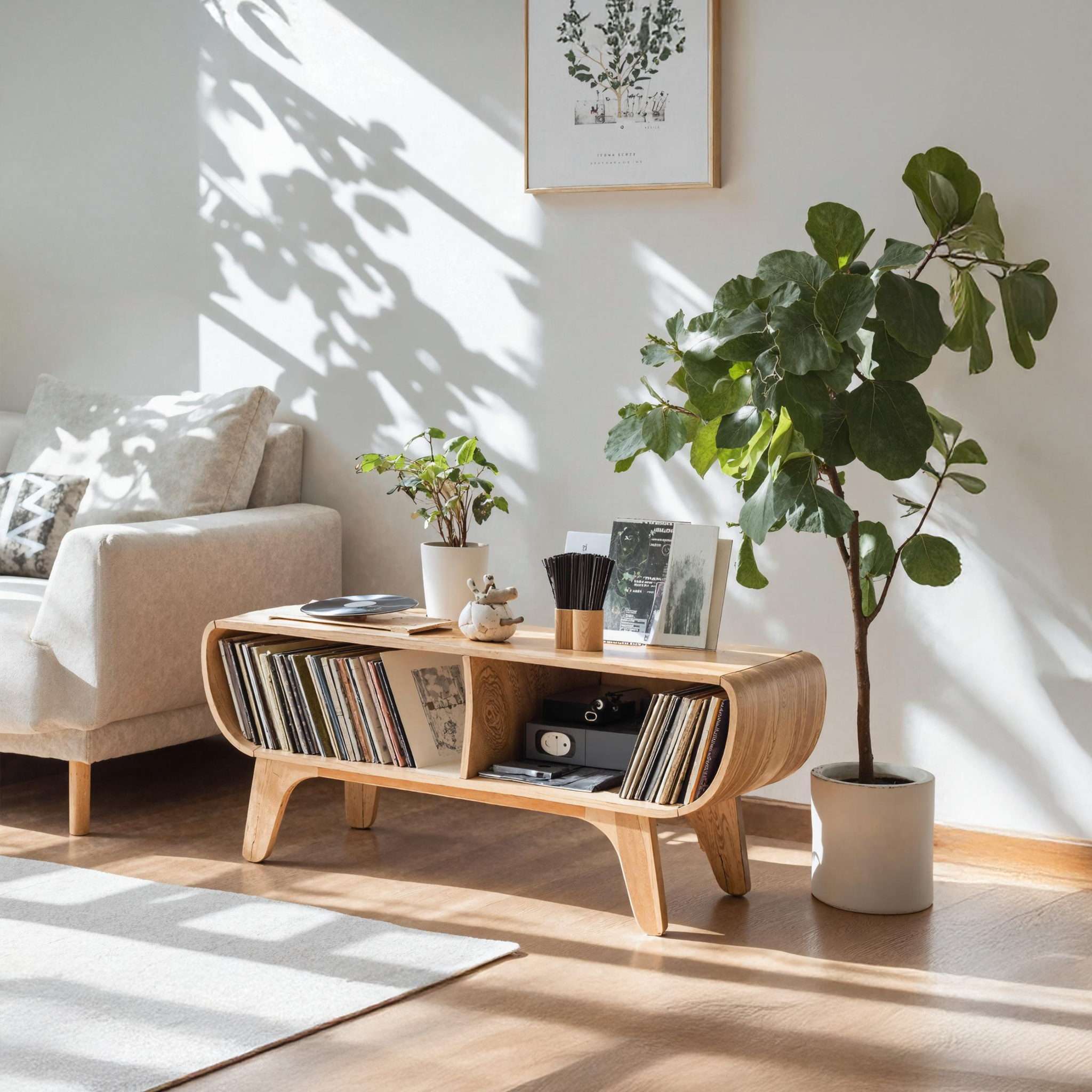 Vintage Record Player Stand With Storage For Entryway Decor SILDTRPT017