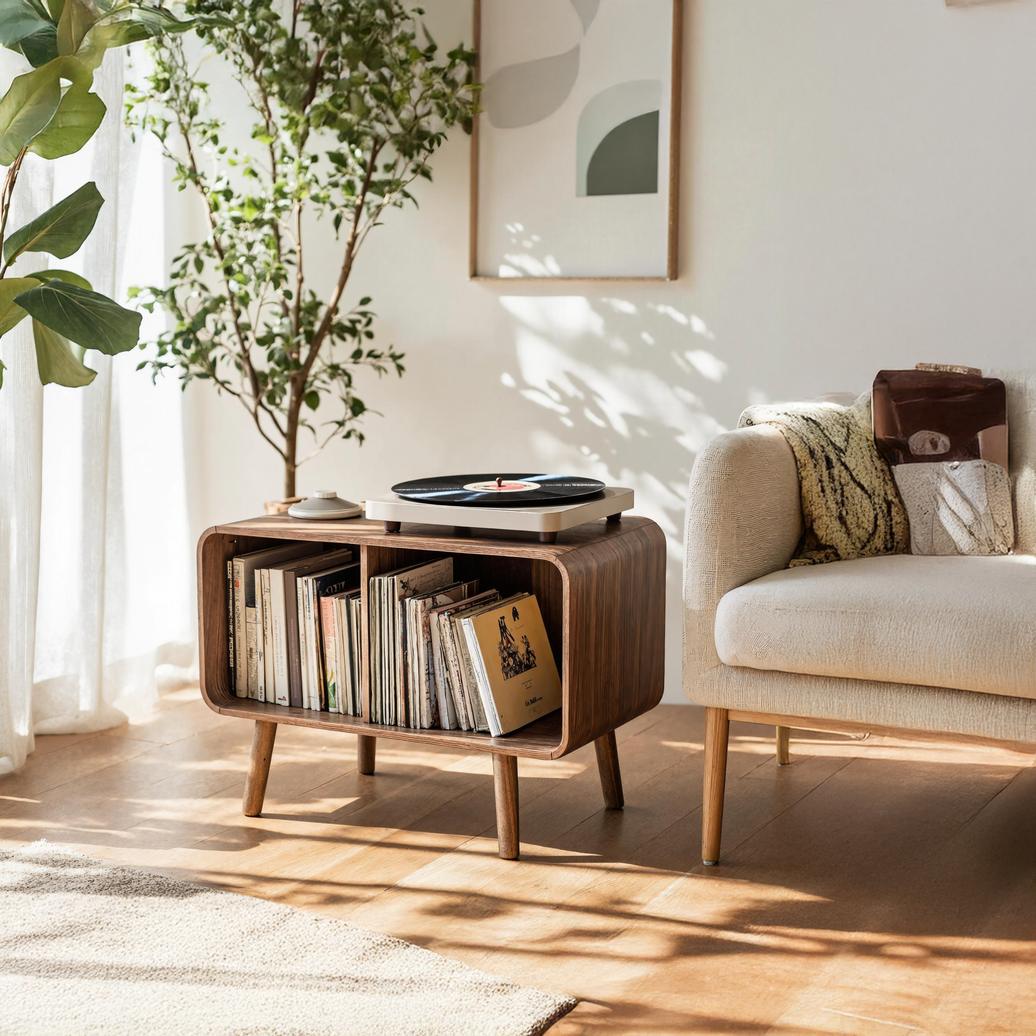 Mid Century Large Record Stand For Vinyl Storage In Bedroom SILDTRPT018