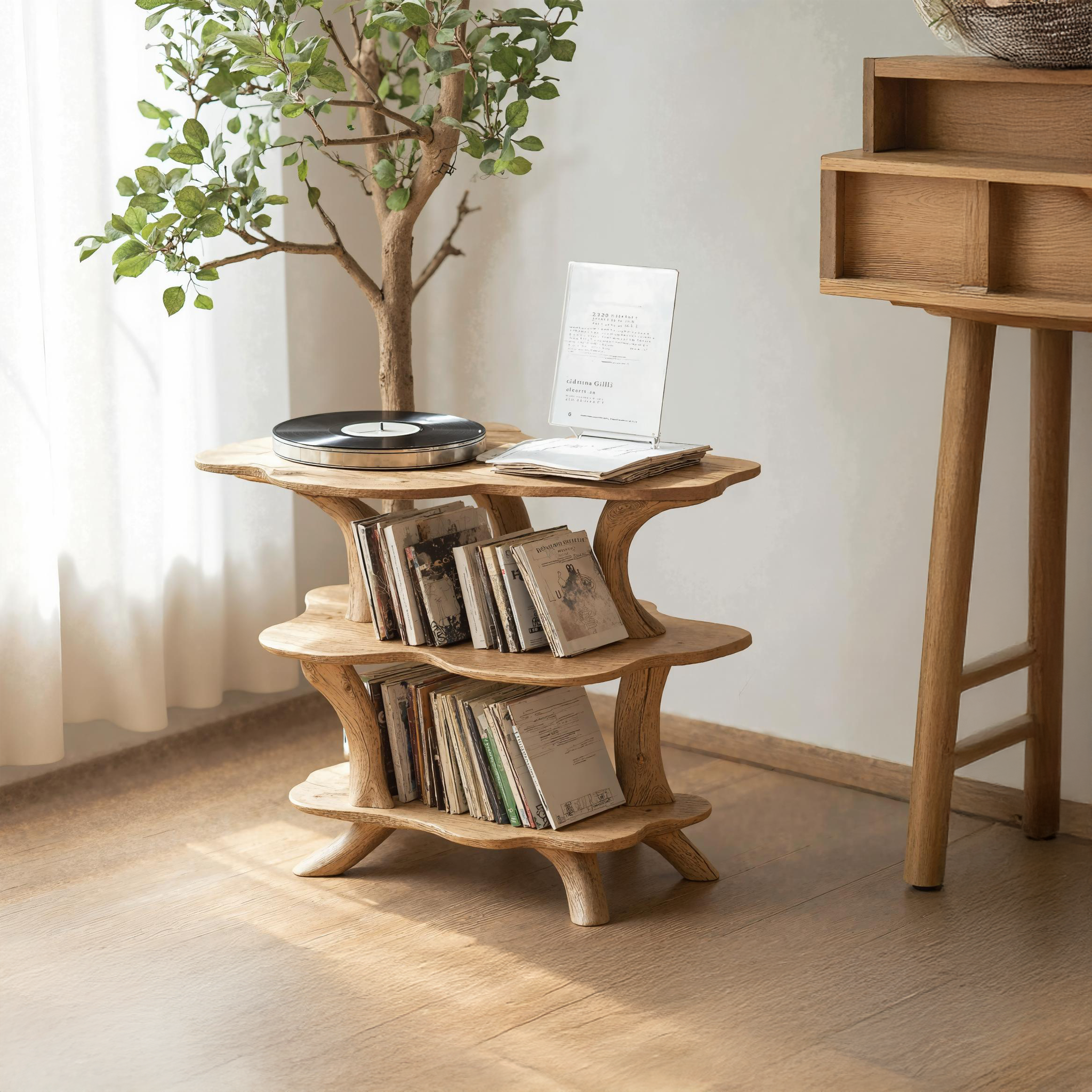 Rustic Large Vinyl Record Stand For Entryway Storage Decor SILDTRPT015