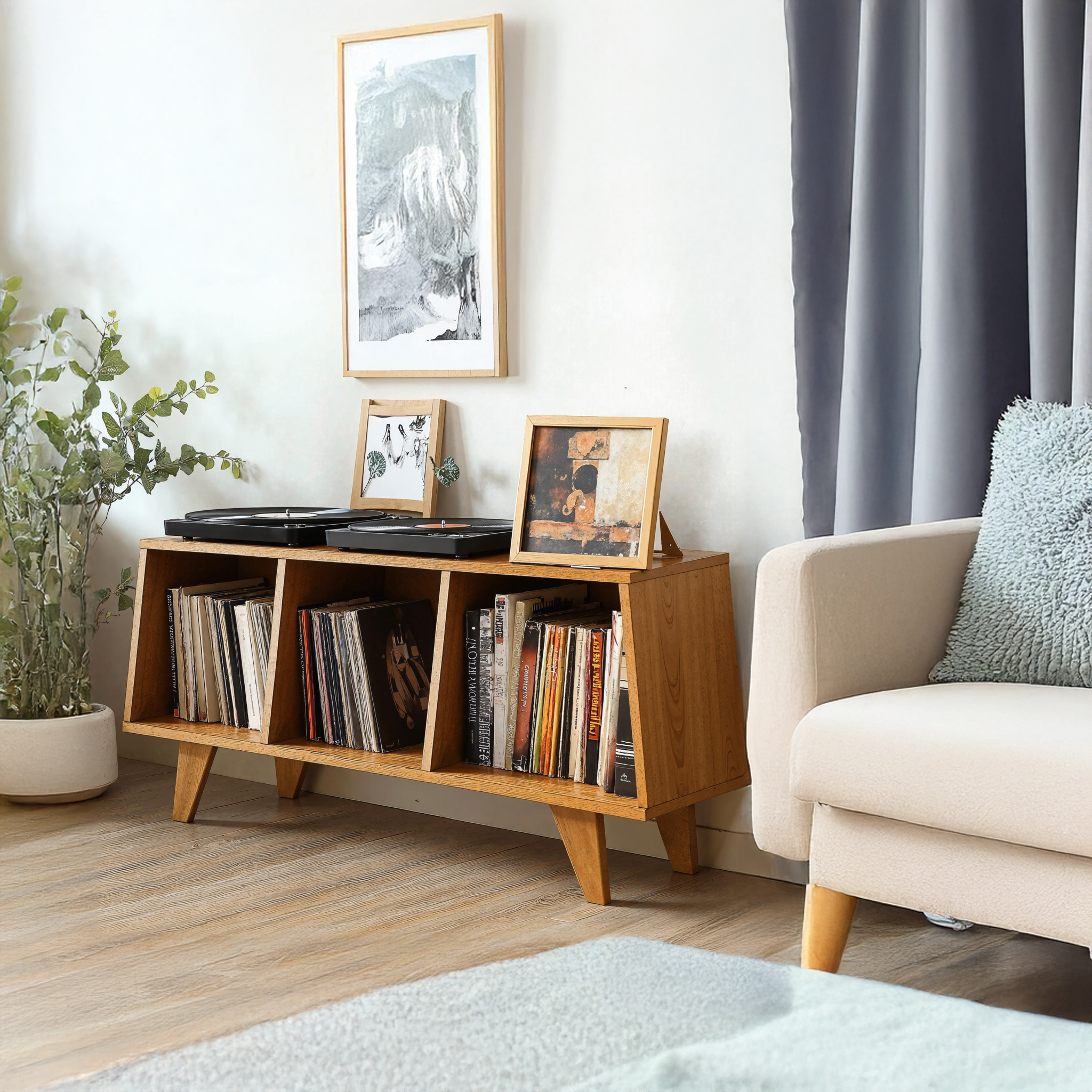 Rustic Wooden Record Player Table For Living Room Furniture SILDTRPT023