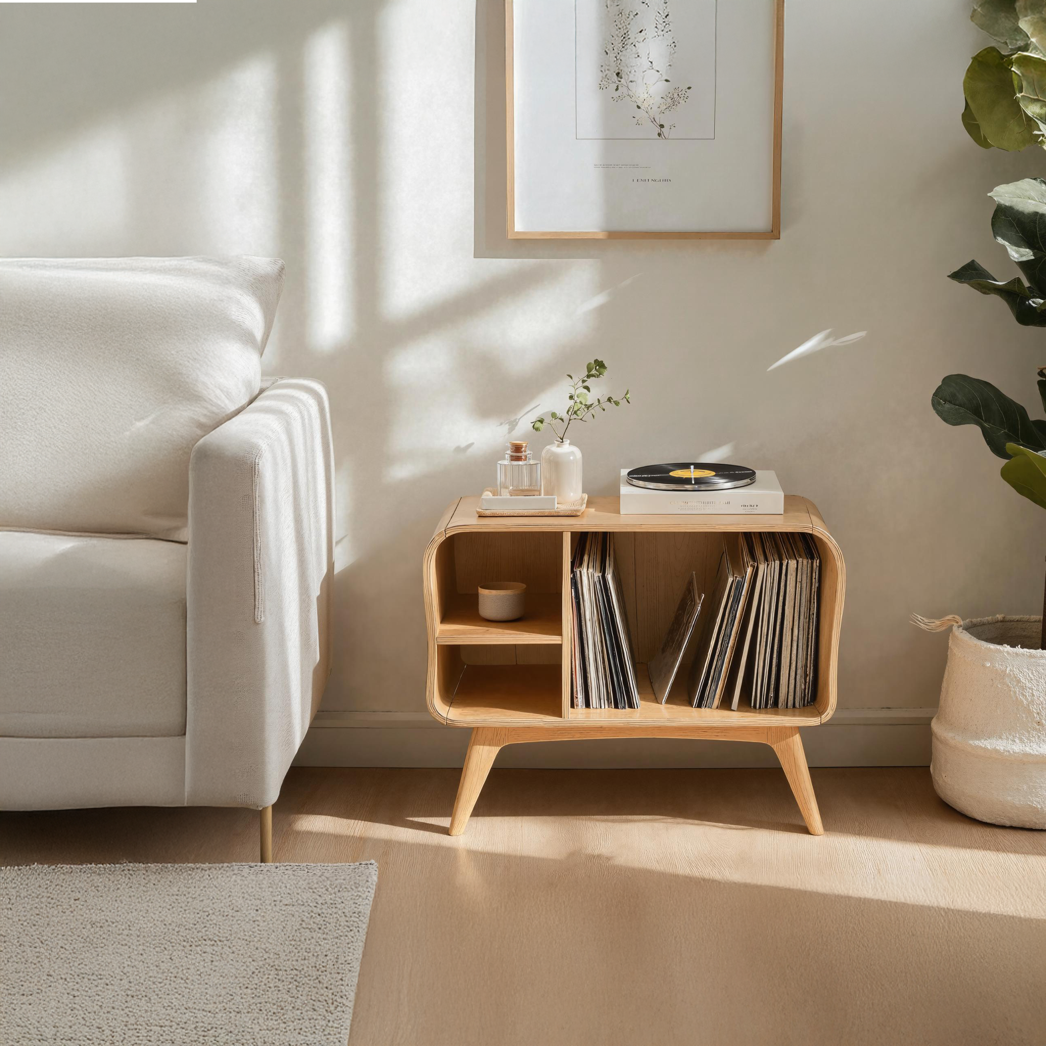 Farmhouse Solid Wood Record Stand For Bedroom Organization SILDTRPT016