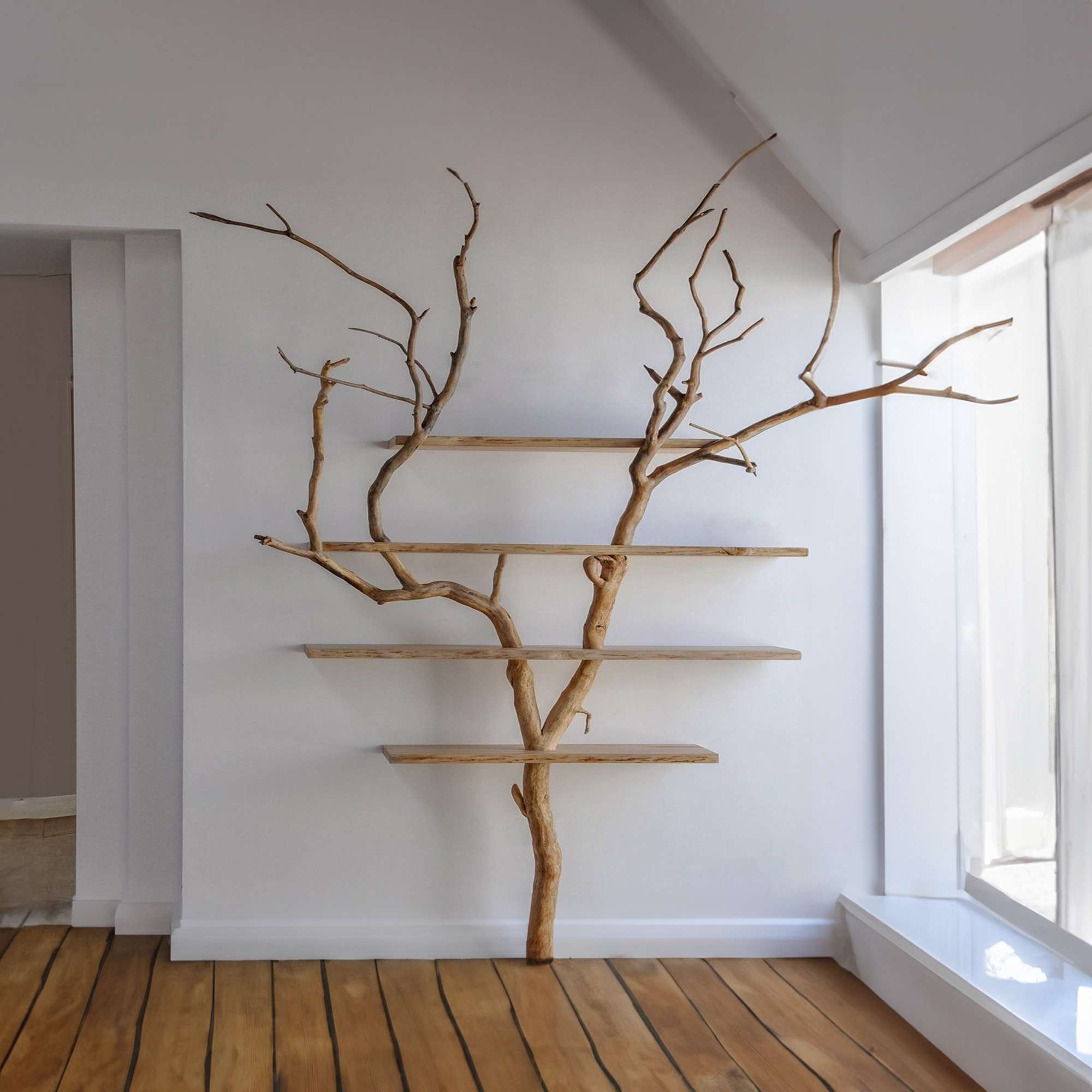Mid Century Tree Branch Bookshelf Modern Wall Mounted SINLTB024