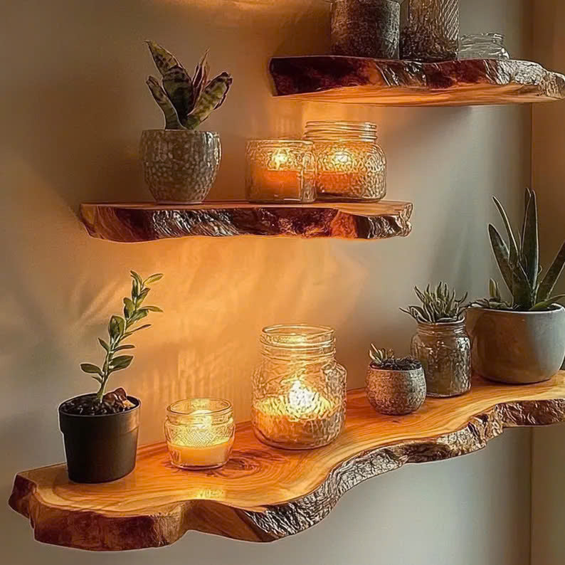 Floating Heavy Duty Live Edge Shelf SINLFL054