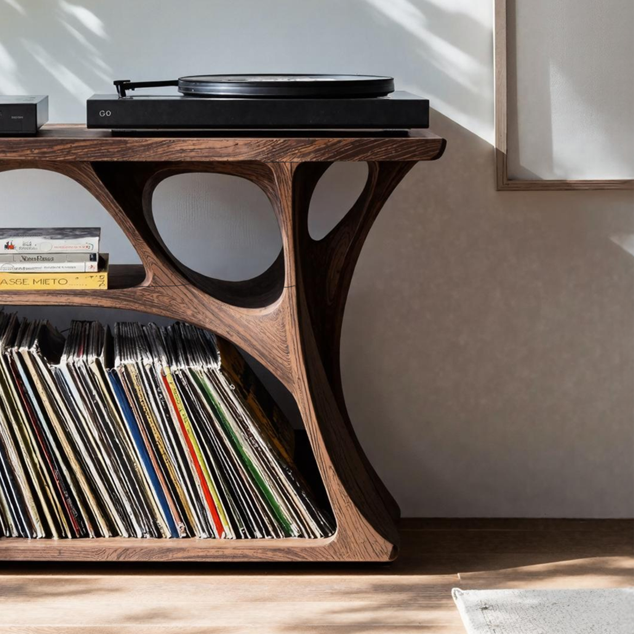 Mid Century Record Stand Living Room Decor Essential SILDTTNRPT009