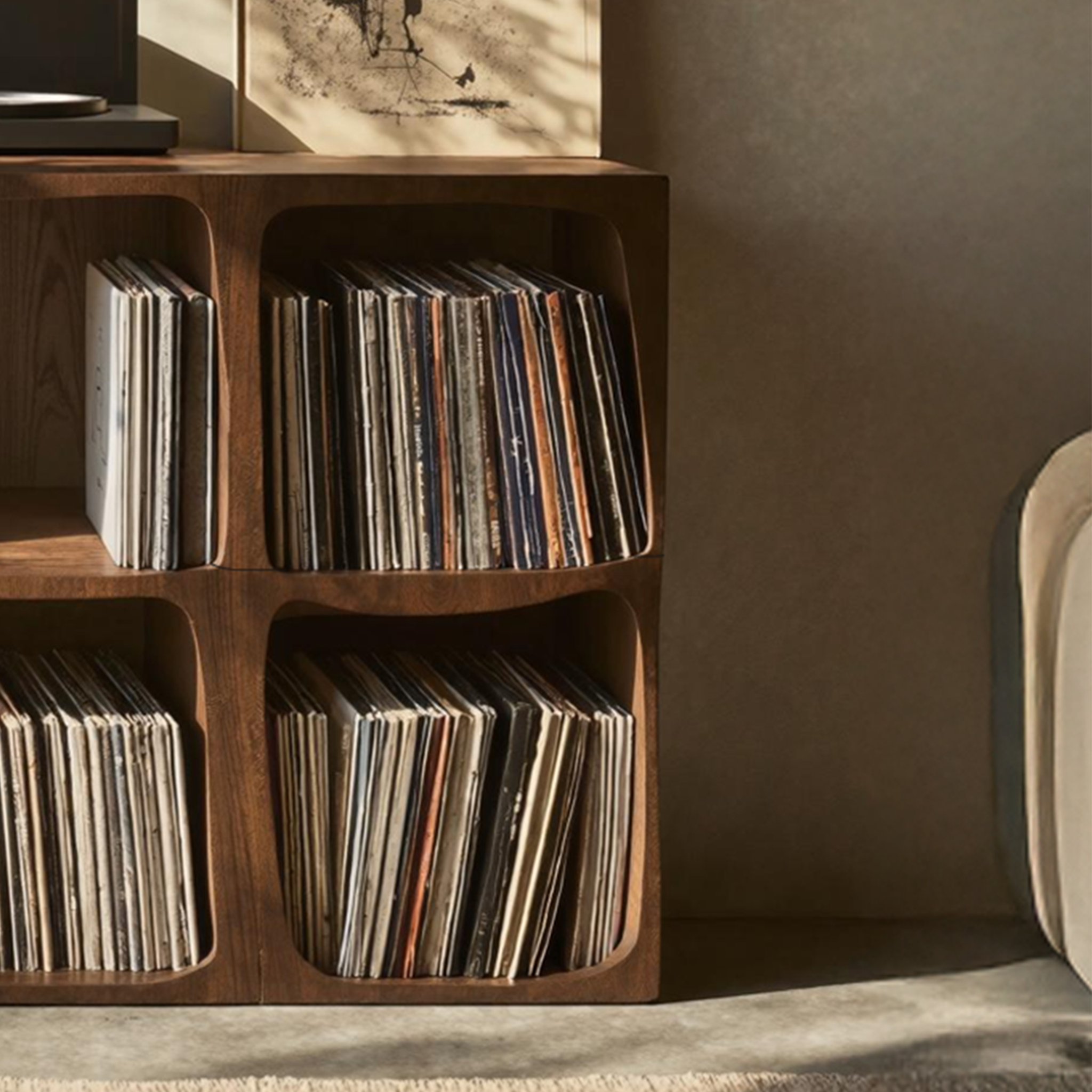 Mid Century Live Edge Record Stand Modern Living Room SILDTTNRPT008