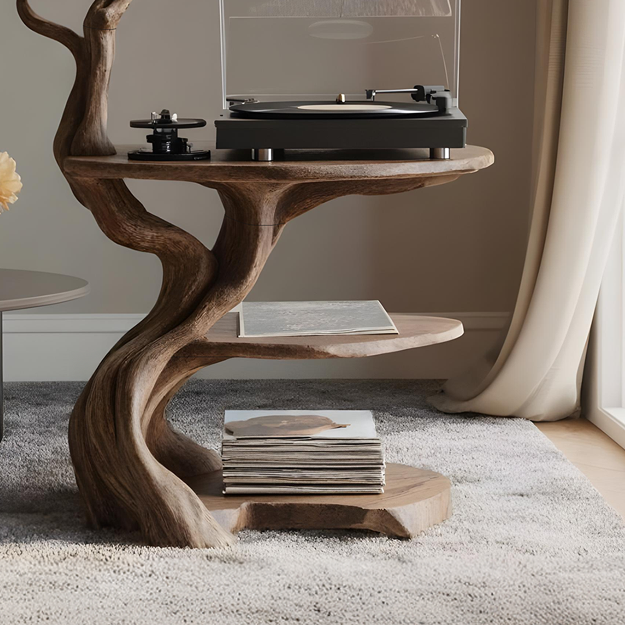 Handcrafted Wooden Media Stand Custom Living Room SILDTRPT035