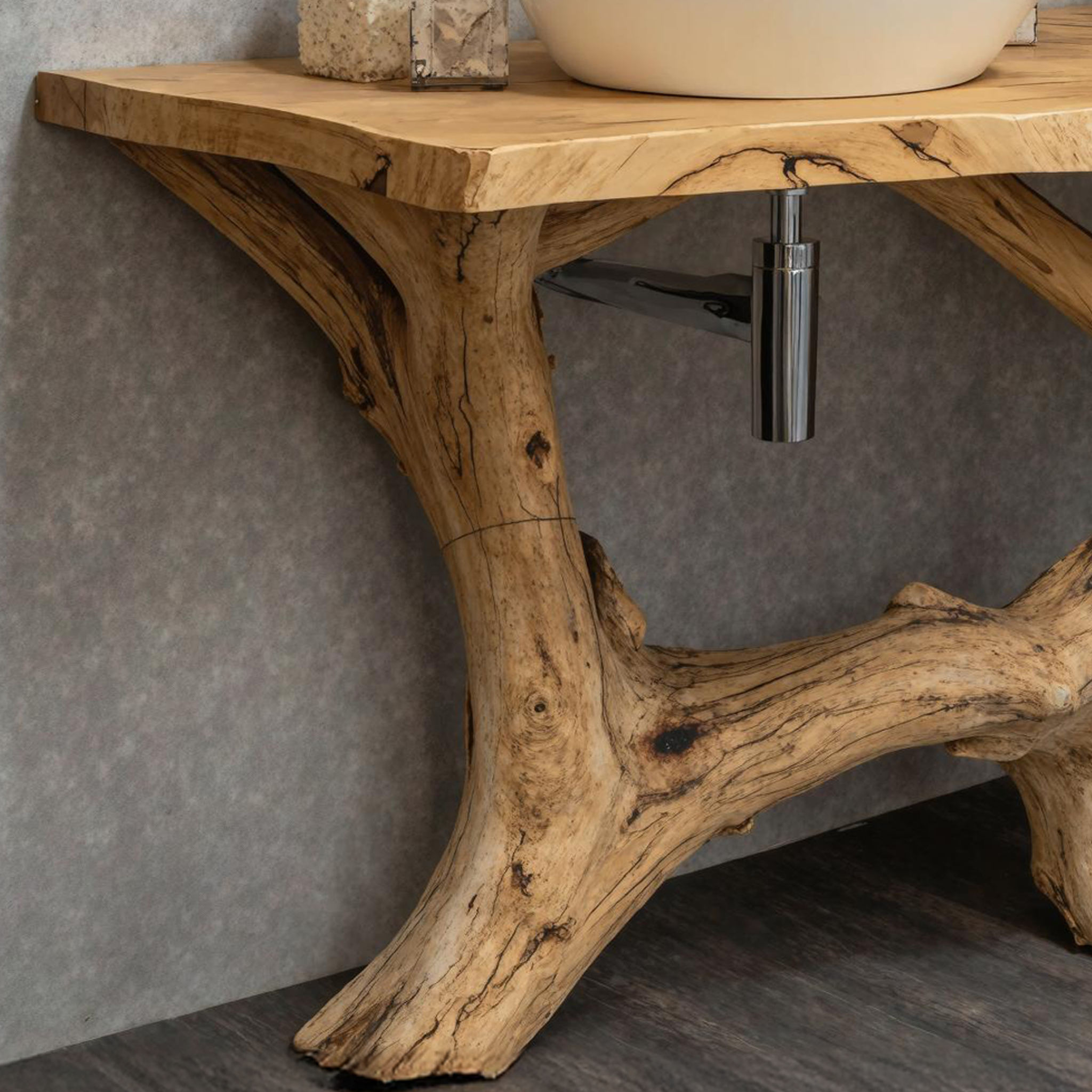 Natural Wood Live Edge Bathroom Vanity For Master Bathrooms SILDTBRV159
