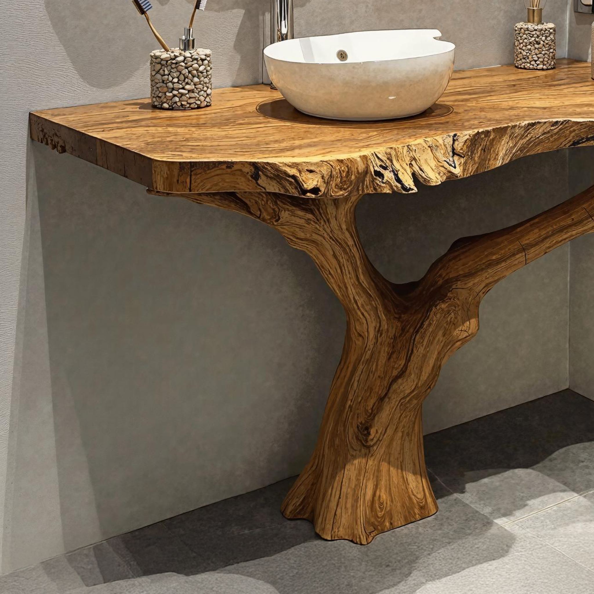Vintage Style Corner Bathroom Vanity With Handcrafted Wood Details SILDTBRV166
