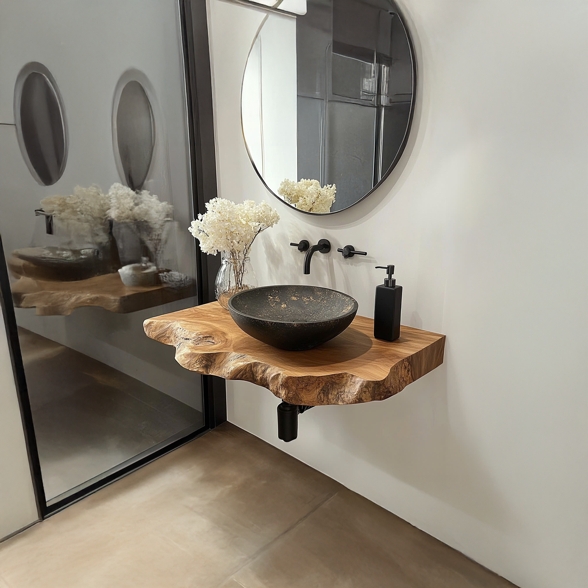 Handmade Bathroom Vanity Sink Shelf SINLBRV030