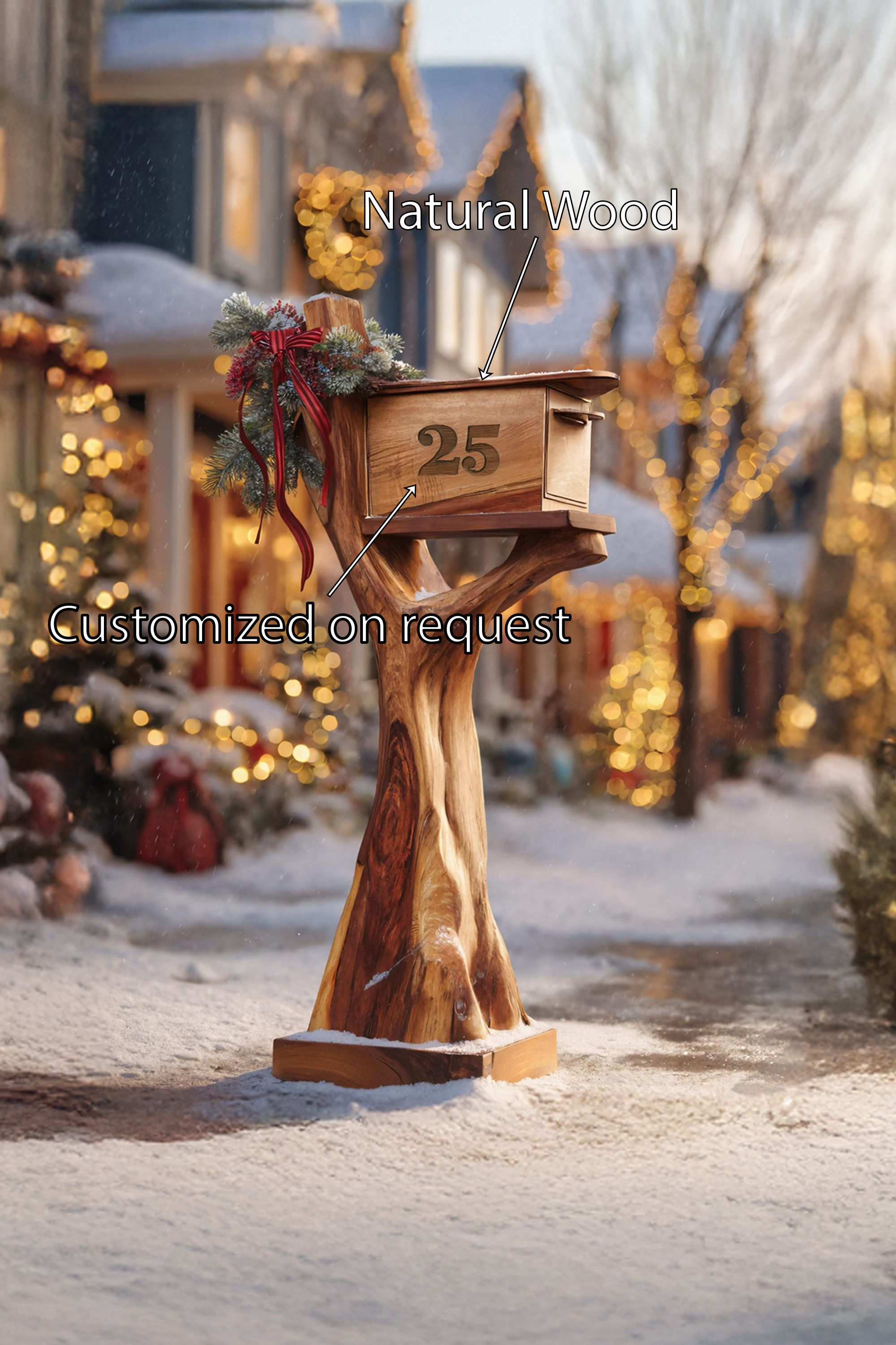 Handcrafted Solid Wood Sculpture Mailbox For Outdoor Furniture Style SILDTTRMB019