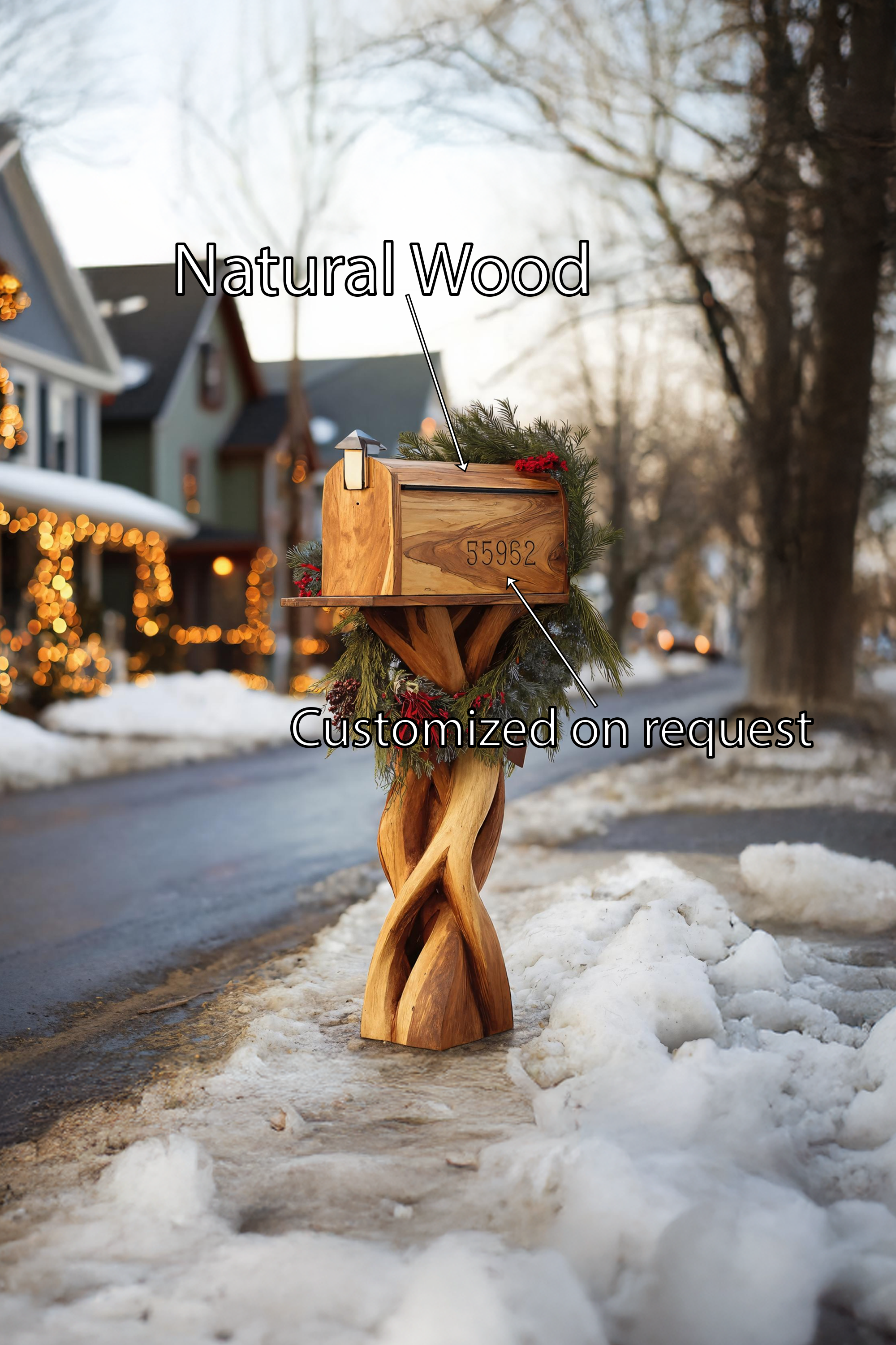 Handcrafted Wooden Sculpture Mailbox For Outdoor Furniture Design SILDTTRMB011