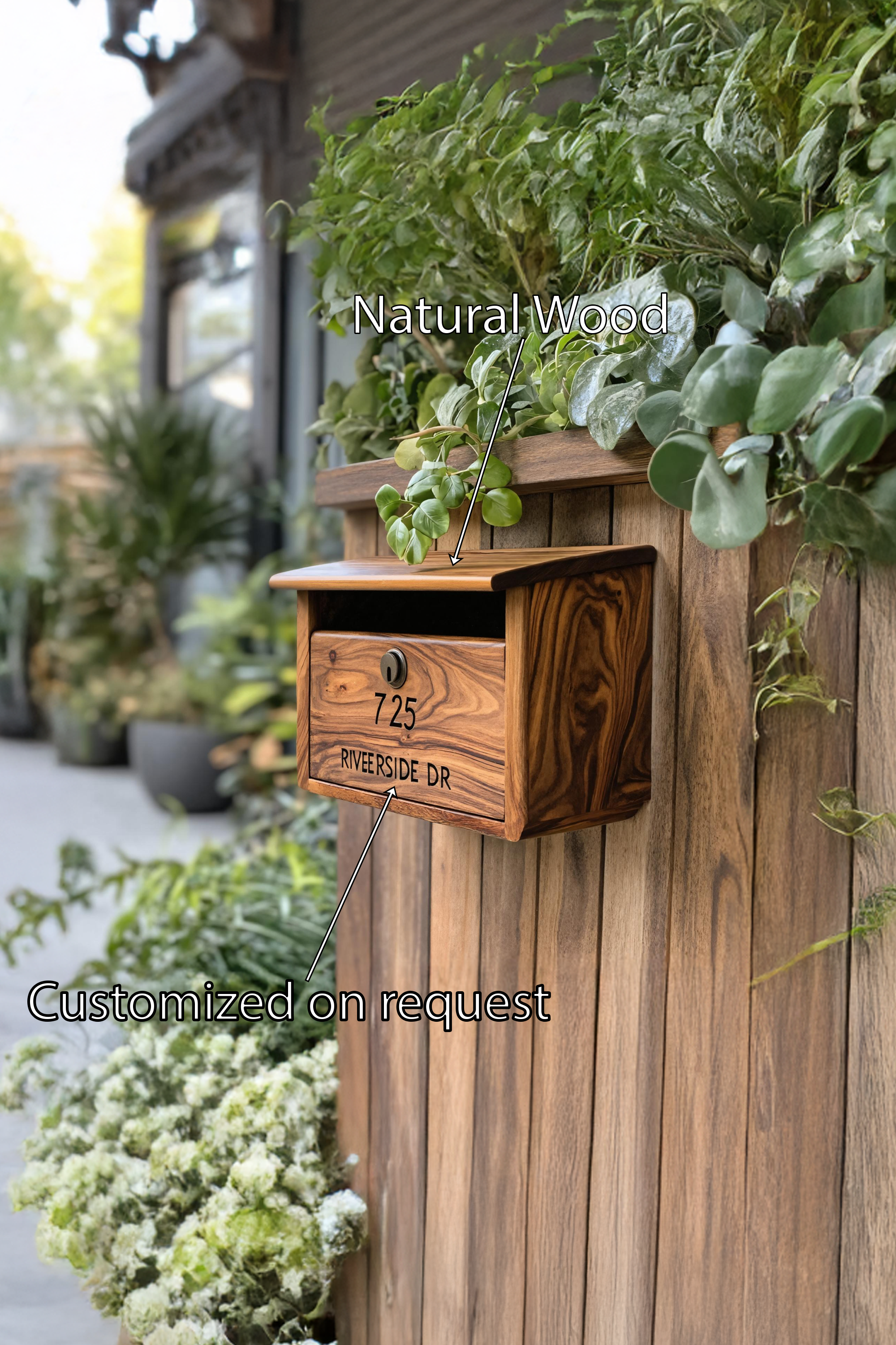 Mid Century Wooden Sculpture Mailbox For Outdoor Patio Furniture SILDTTRMB033