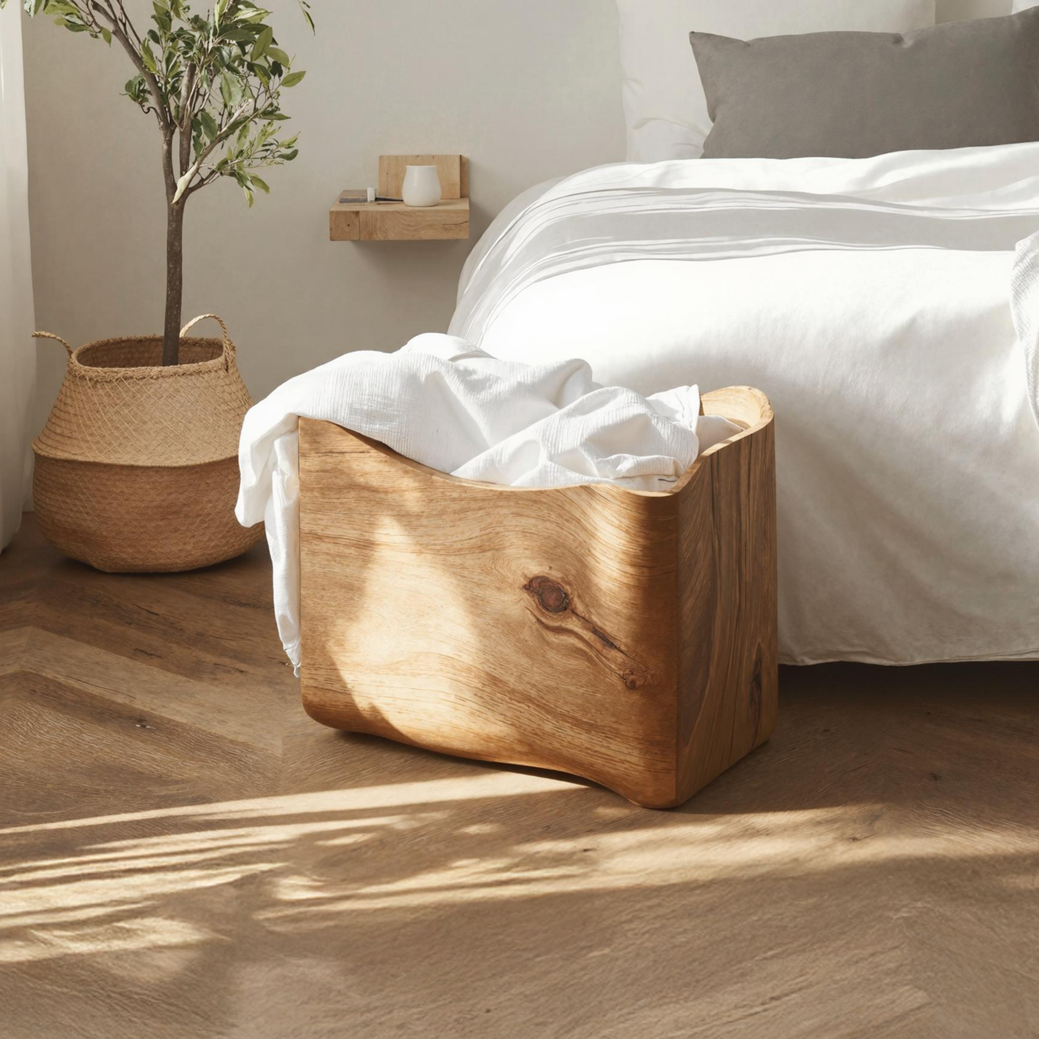 Mid Century Solid Wood Storage Bin For Living Room Decor SILDTSBN001