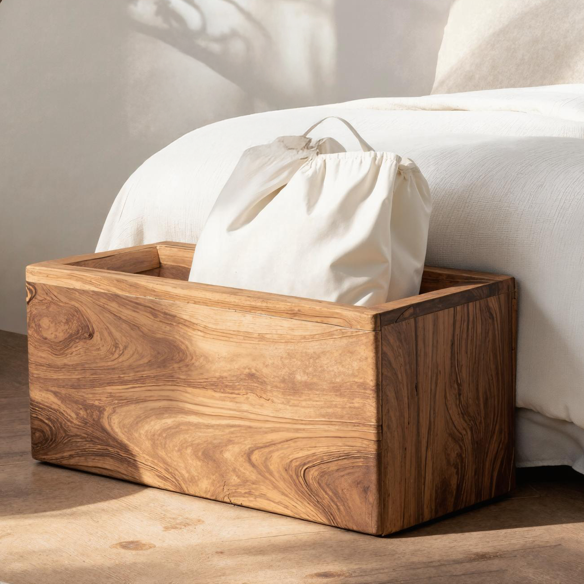 Farmhouse Solid Wood Storage Bin For Bedroom Organization SILDTSBN003
