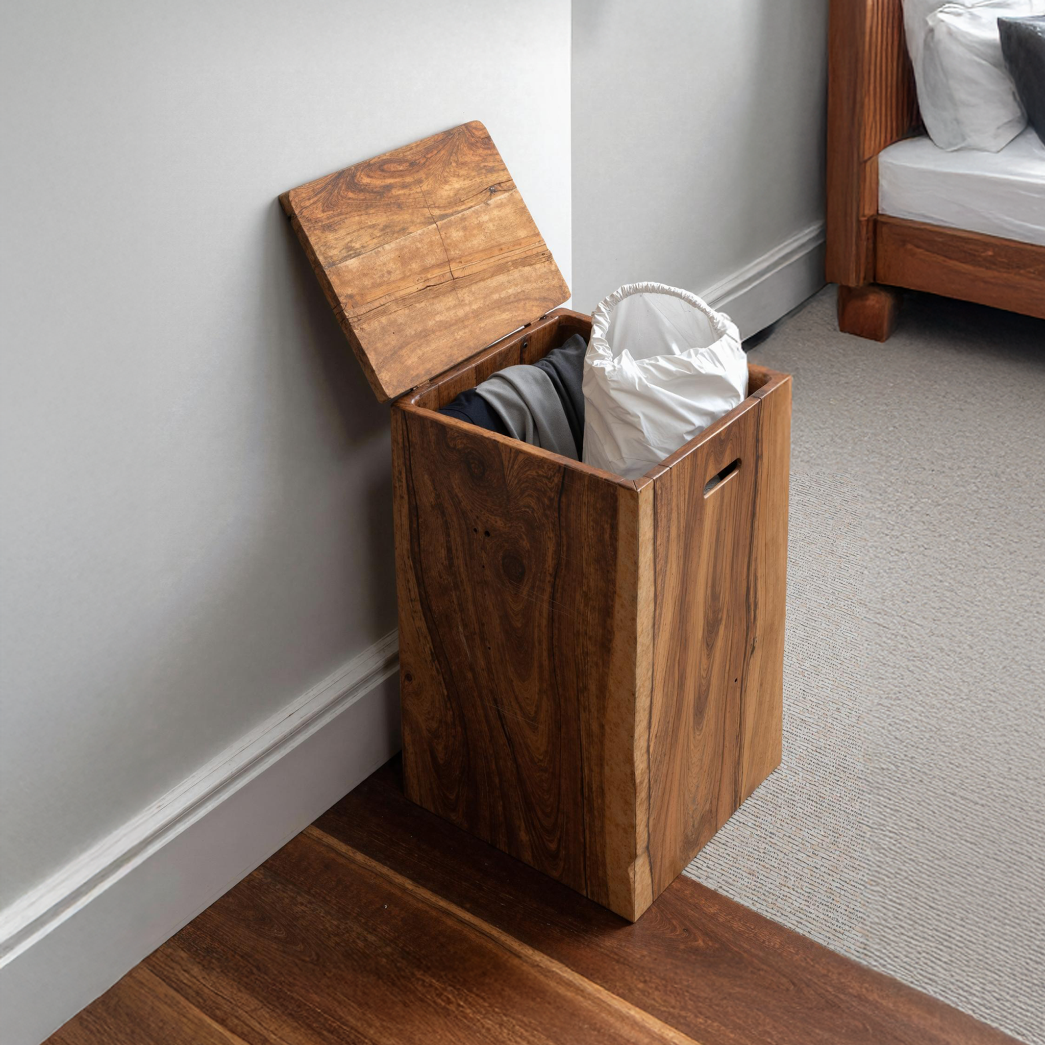 Vintage Wooden Storage Bin For Bedroom Furniture Organizer SILDTSBN012