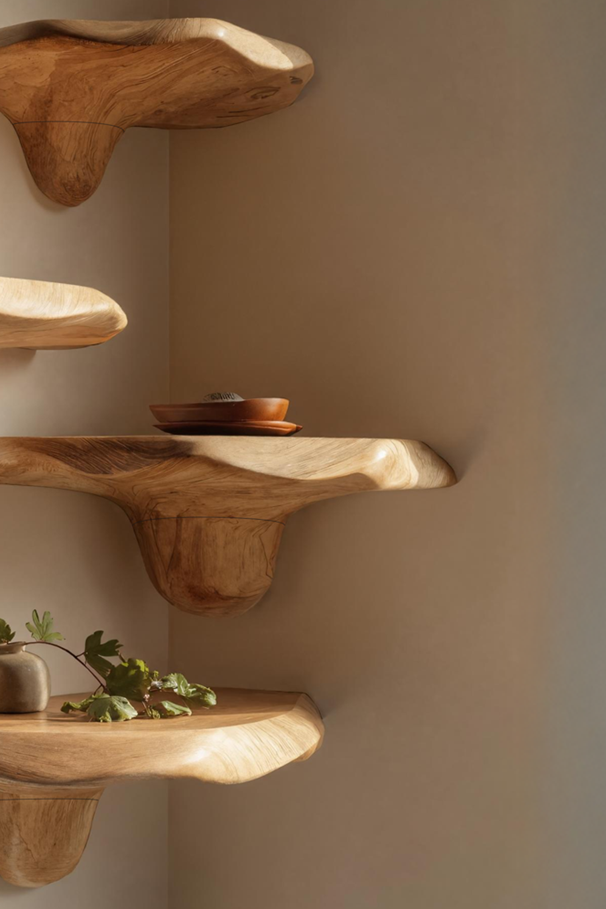Mid Century Handcrafted Wooden Mushroom Shelf For Entryway Decor SILDTTNMR013