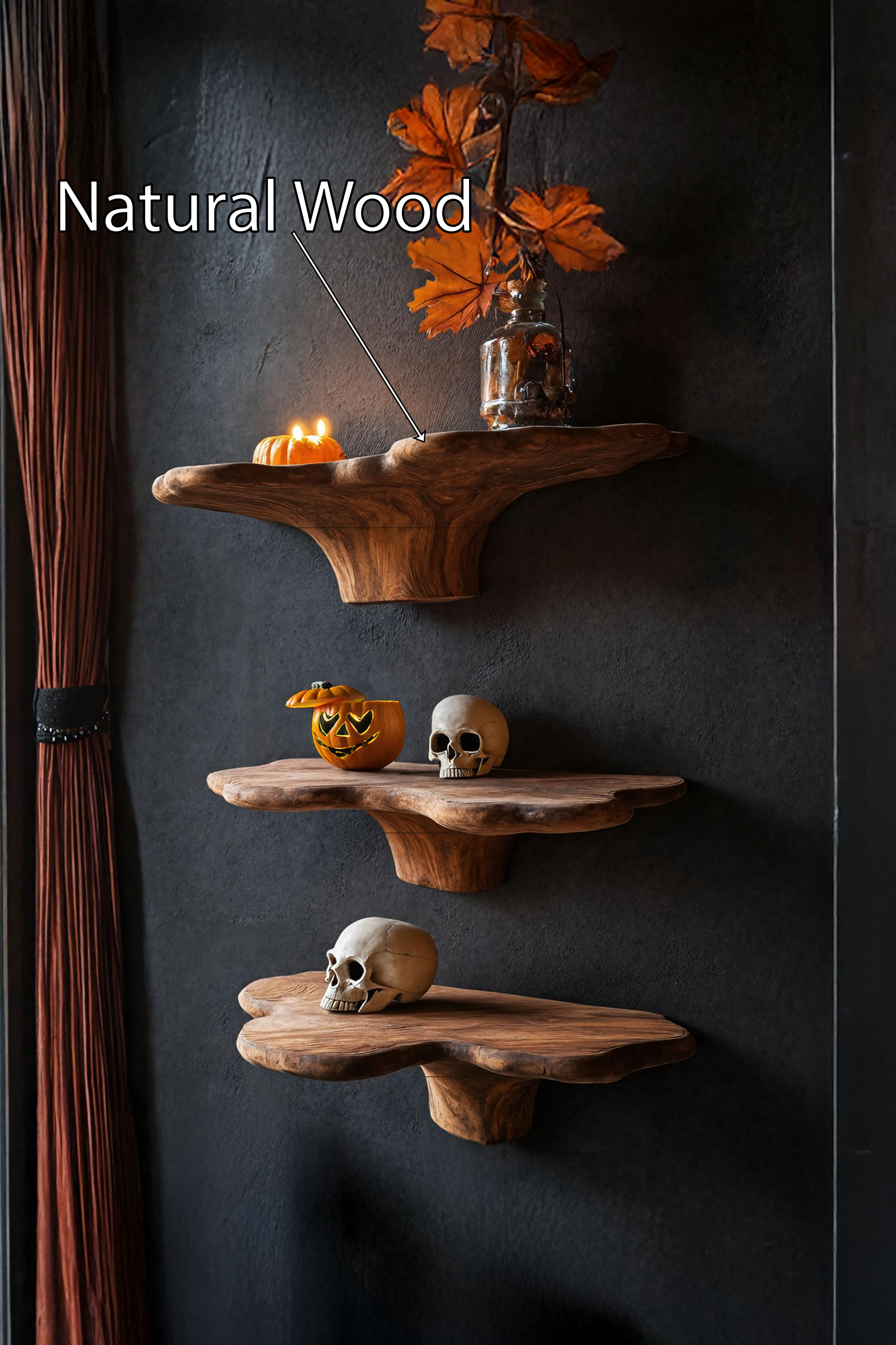 Handcrafted Live Edge Mushroom Shelf Halloween Furniture Decor SILDTTRHMR019