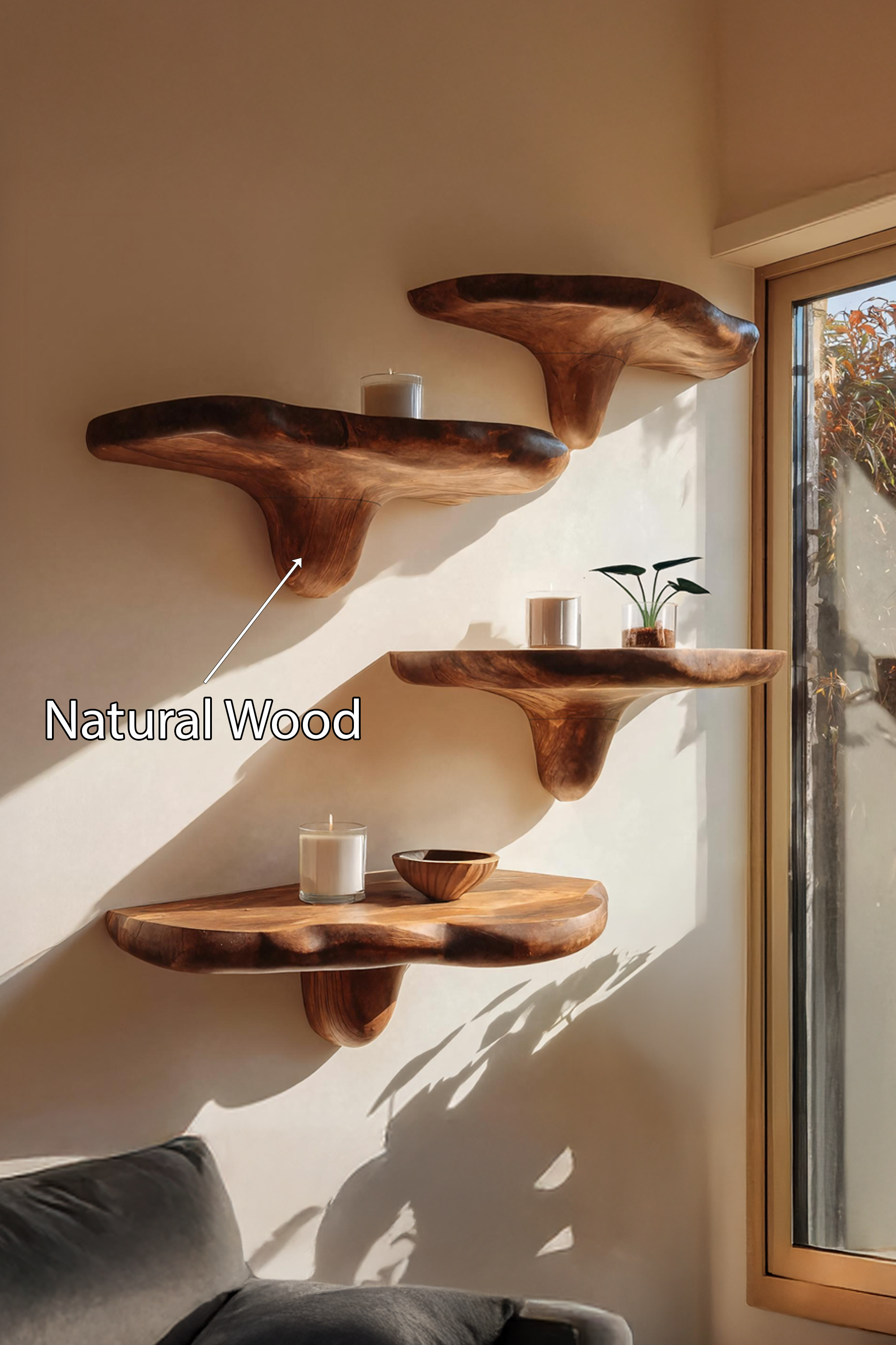 Handcrafted Live Edge Mushroom Shelf For Unique Entryway Design SILDTTNMR010